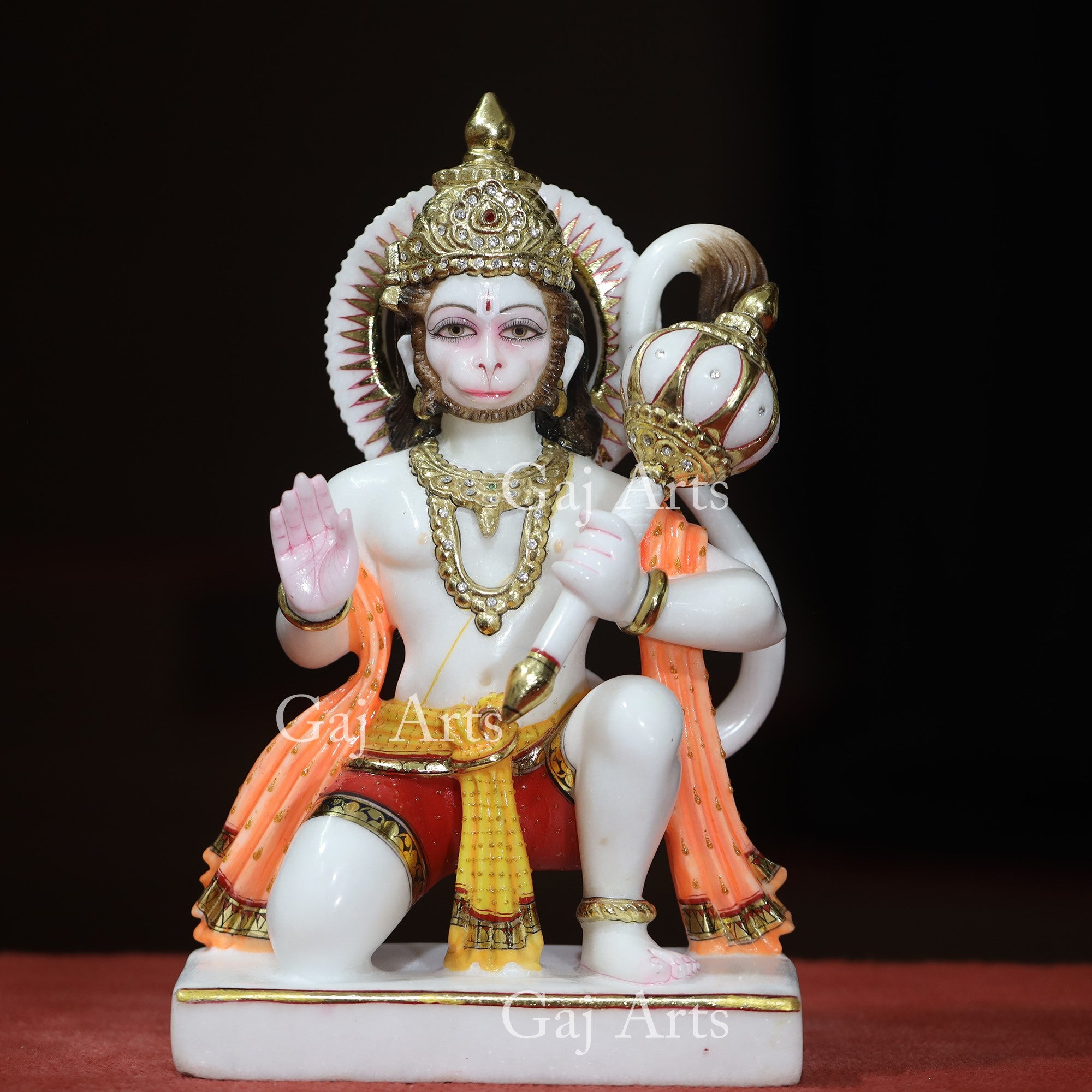 White Marble Ashirwad Hanuman Ji Idol | 15 Inch