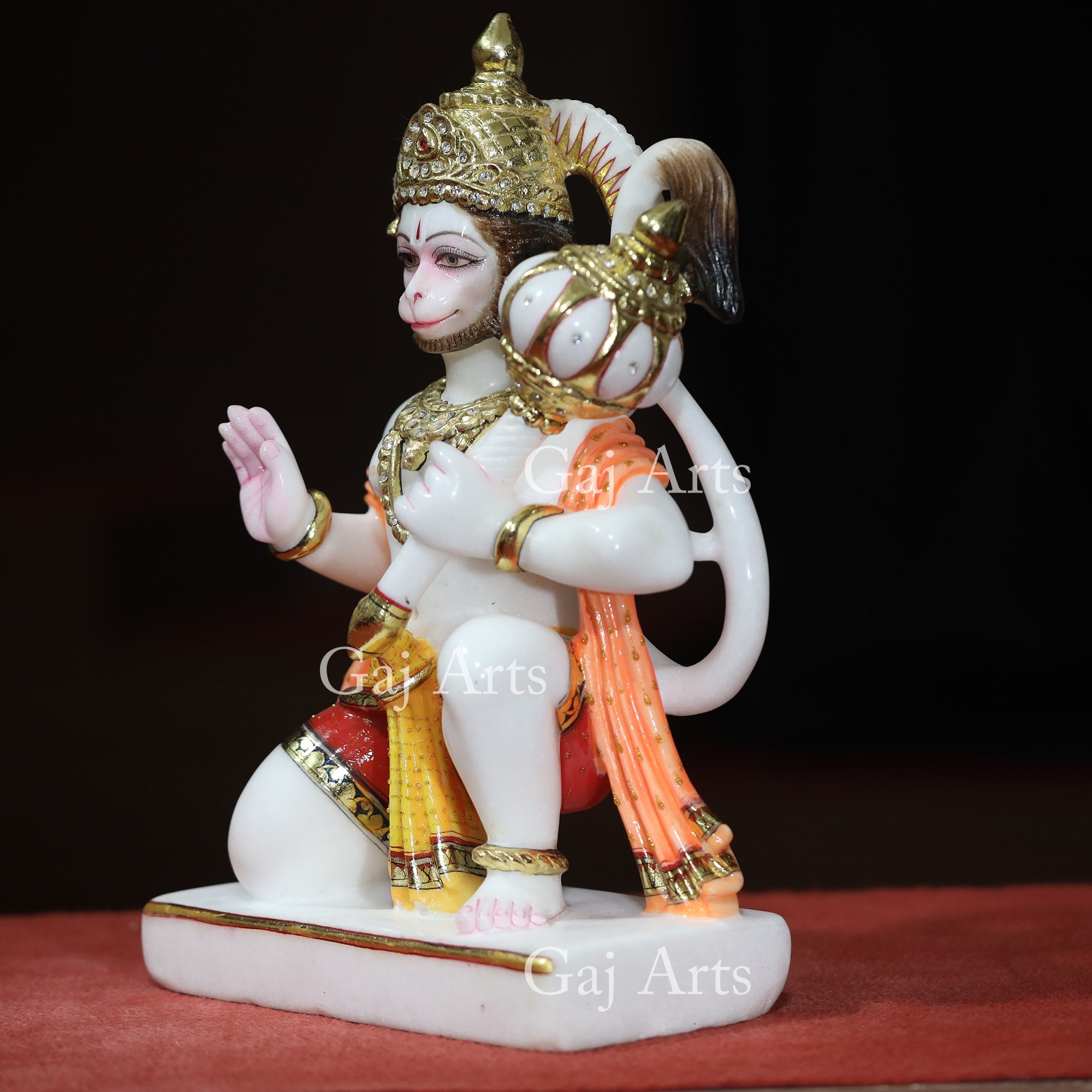White Marble Ashirwad Hanuman Ji Idol | 15 Inch