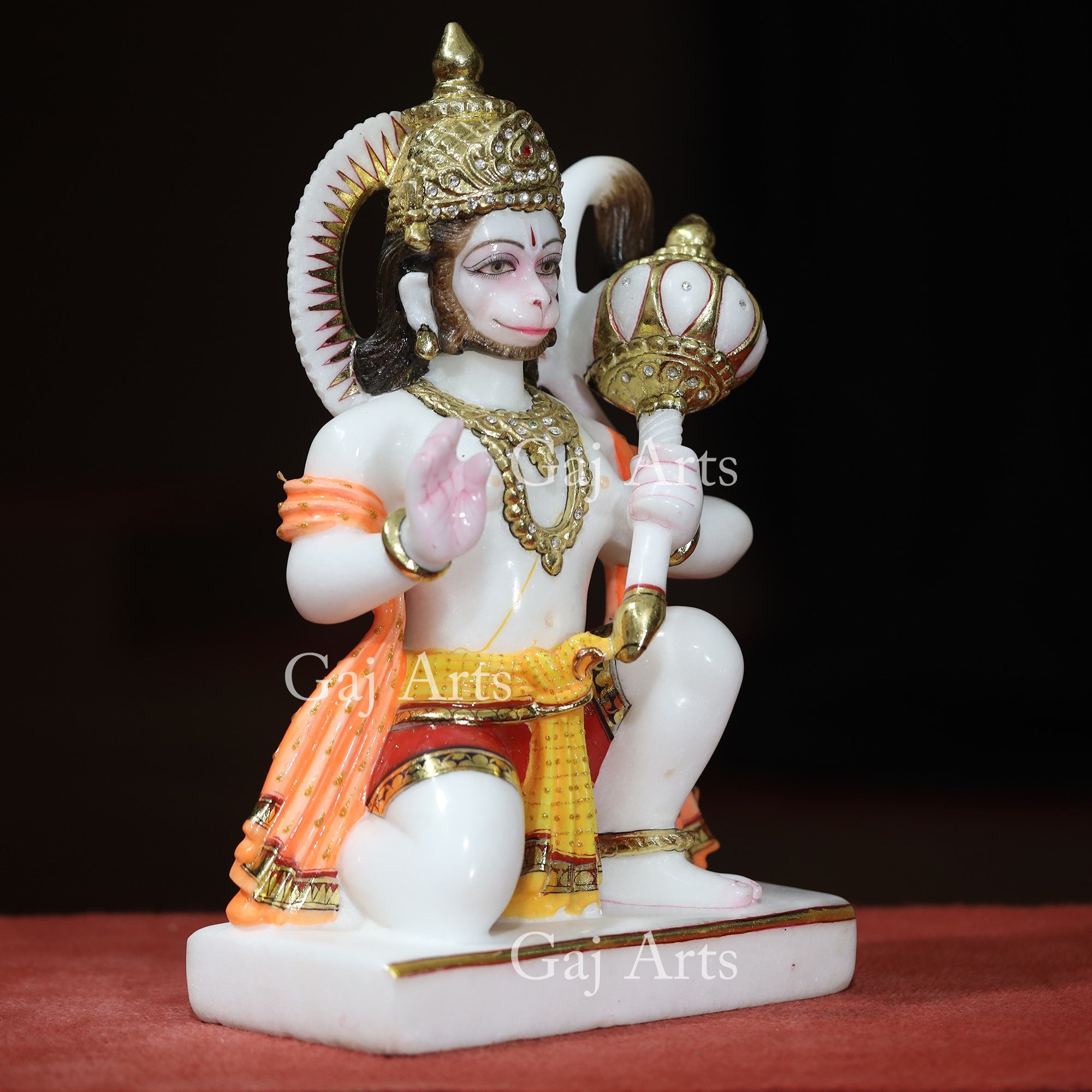White Marble Ashirwad Hanuman Ji Idol | 15 Inch