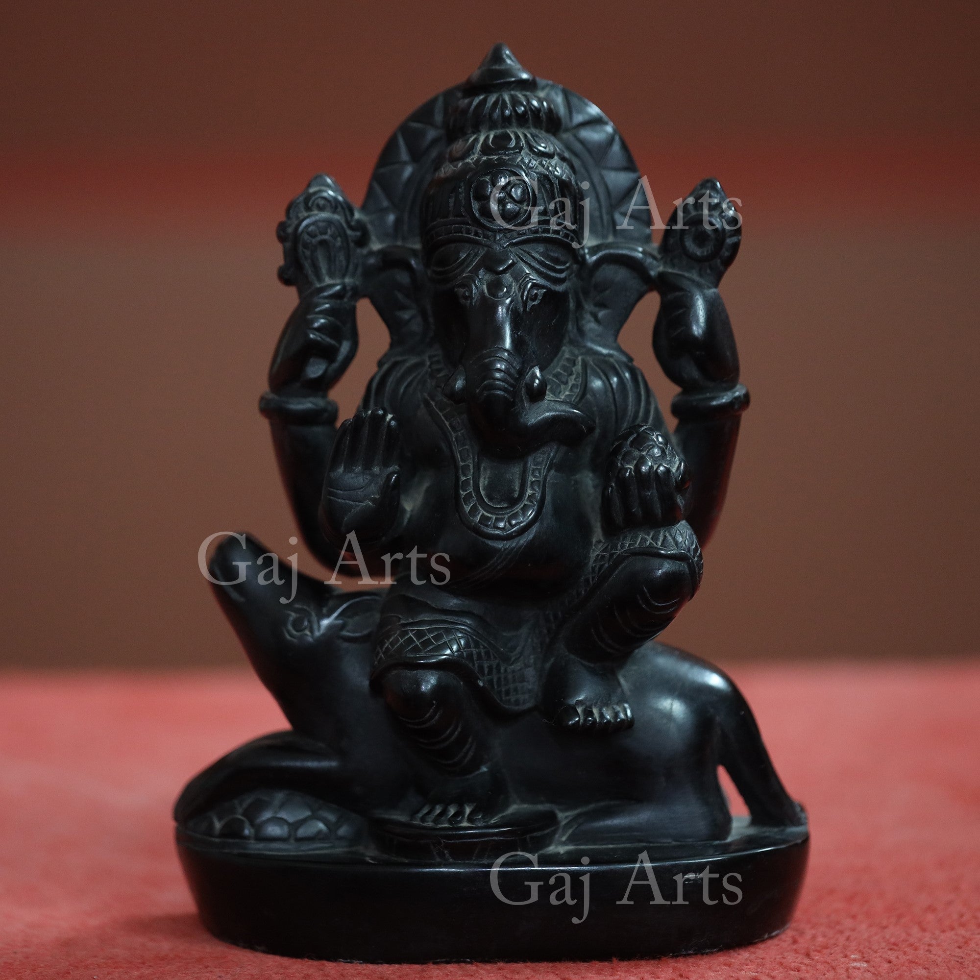 Black Marble Ganesh Murti | 9 Inch
