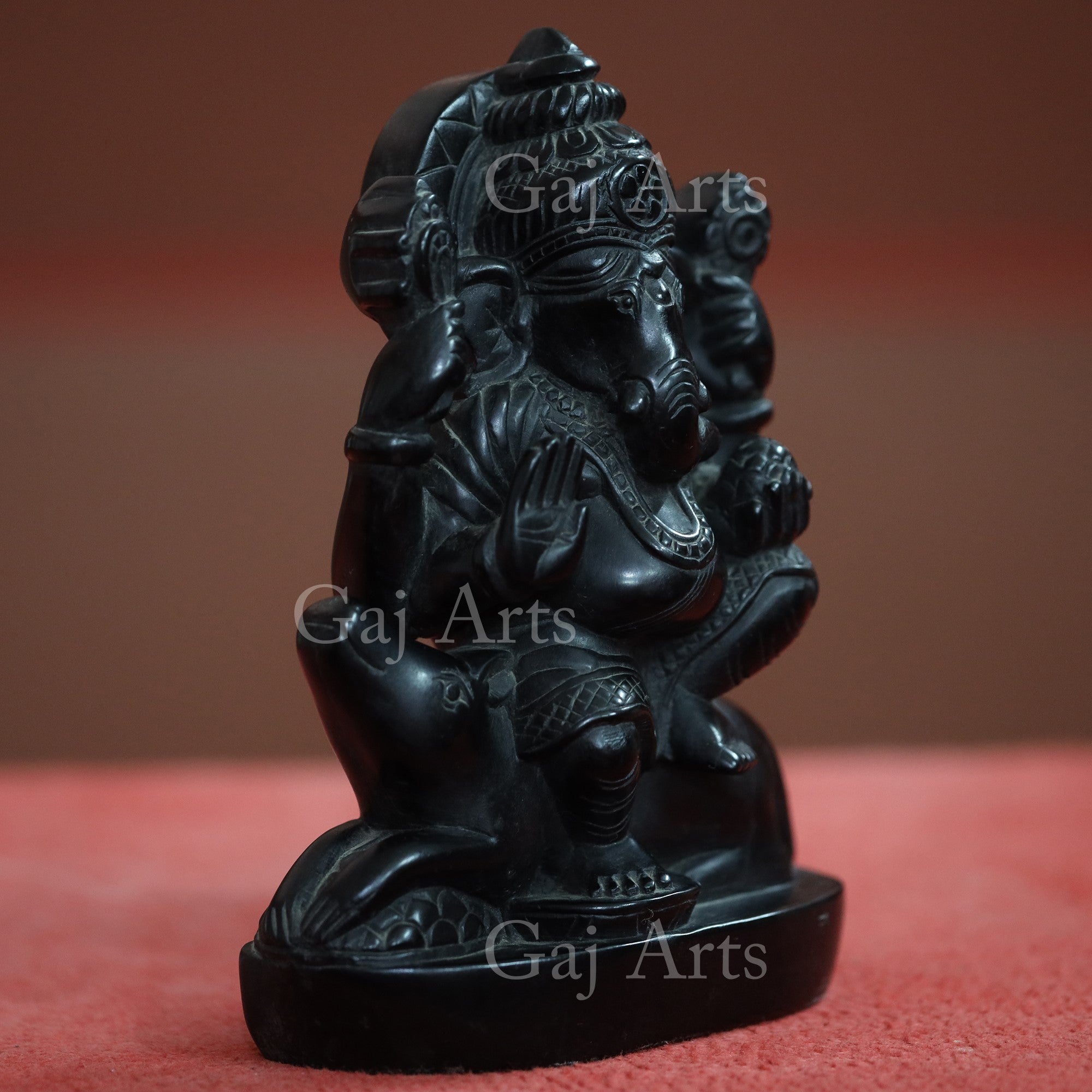 Black Marble Ganesh Murti | 9 Inch