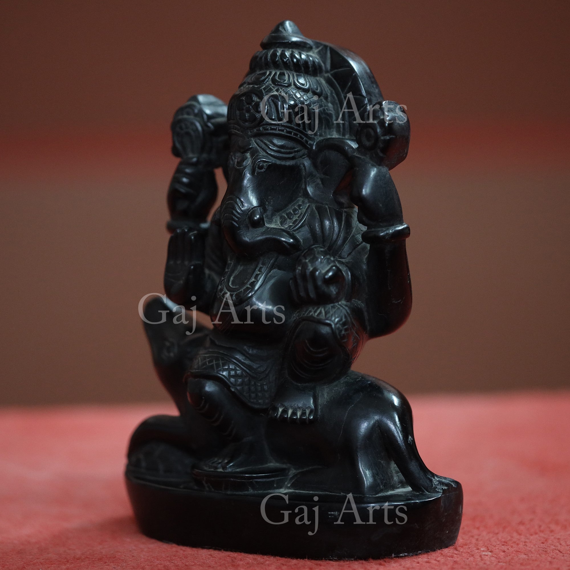 Black Marble Ganesh Murti | 9 Inch