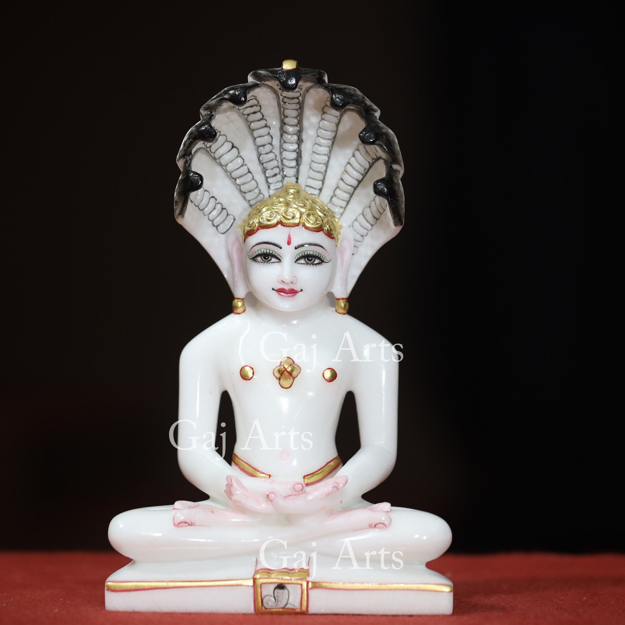 White Makrana Marble Parshwanath Ji Idol | 9 Inch