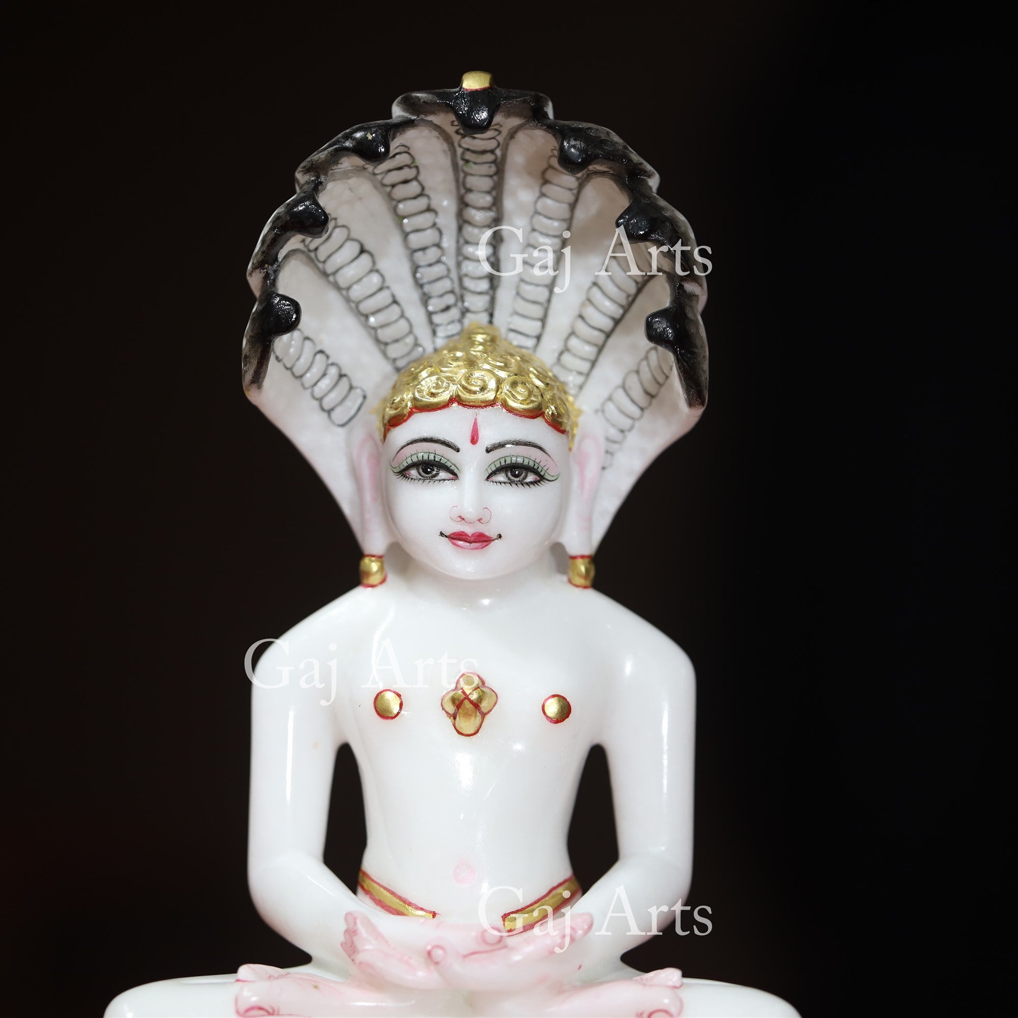 White Makrana Marble Parshwanath Ji Idol | 9 Inch