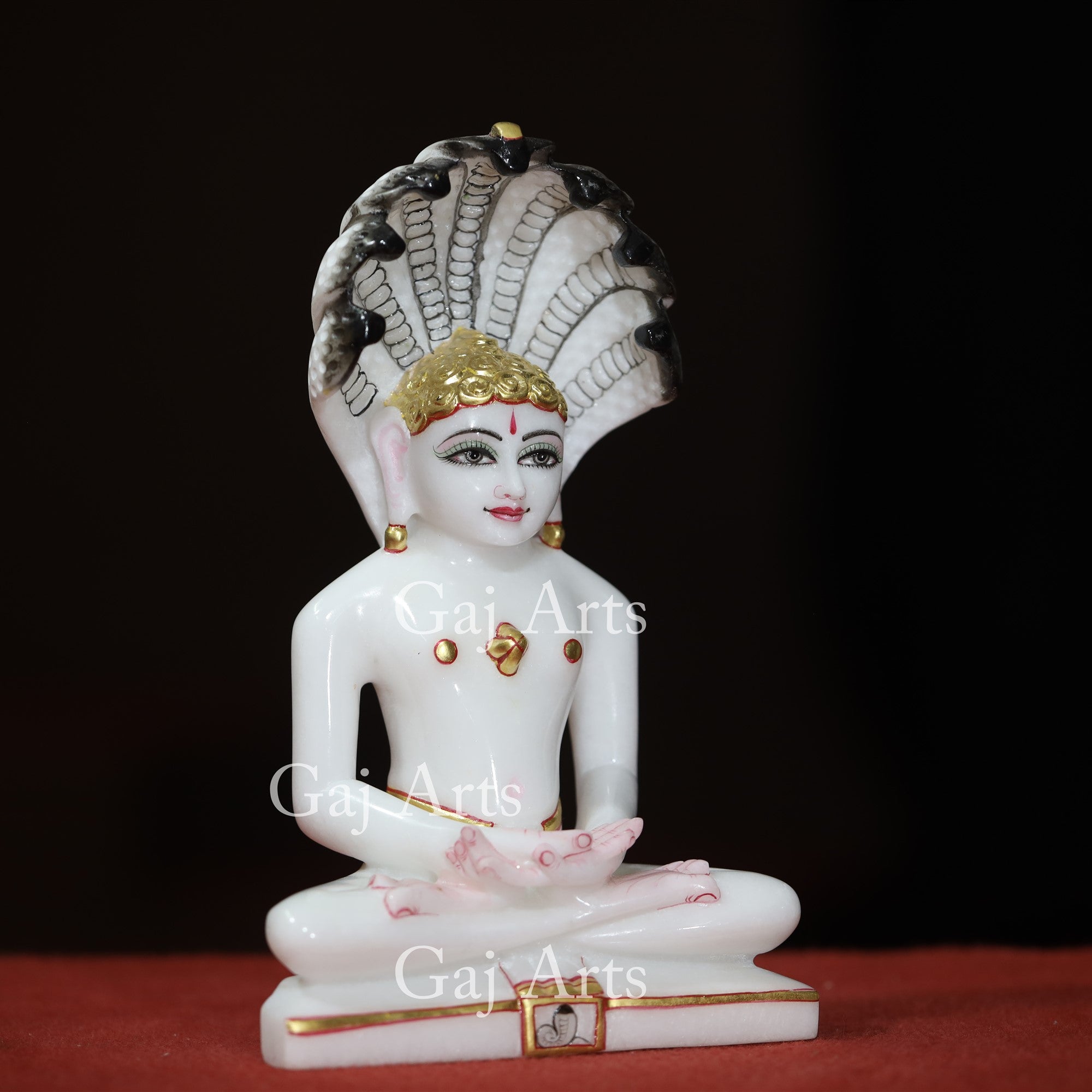 White Makrana Marble Parshwanath Ji Idol | 9 Inch