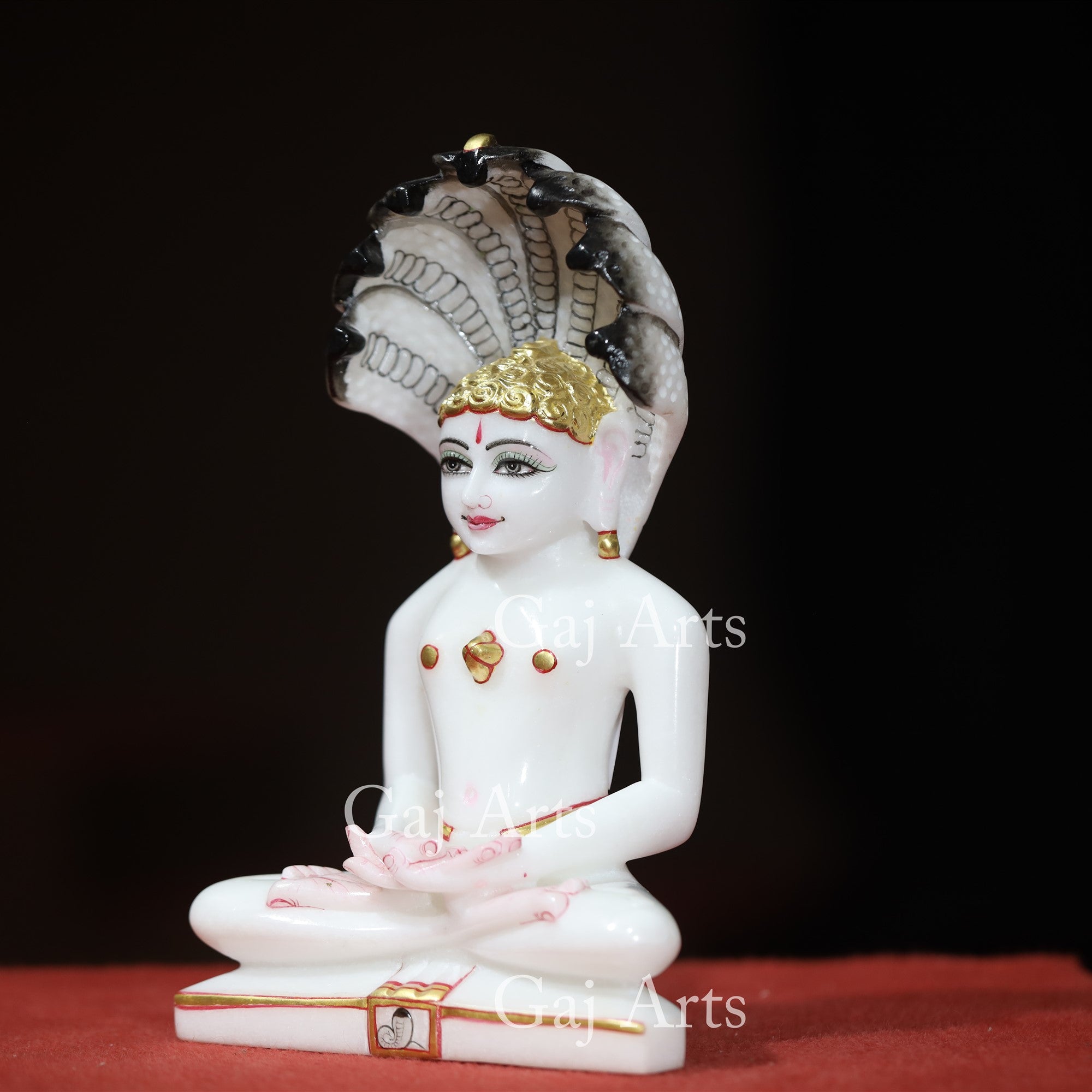 White Makrana Marble Parshwanath Ji Idol | 9 Inch