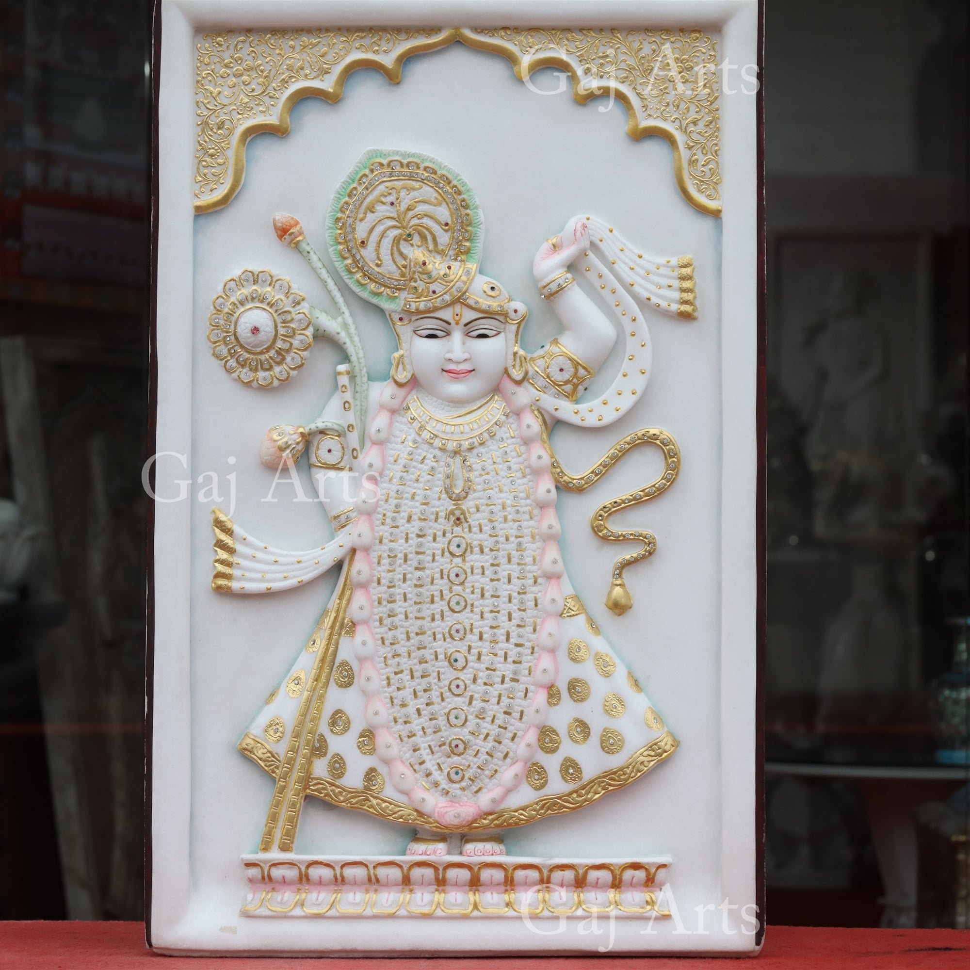 White Marble Panel Shreenath Ji Statue | 36 Inch