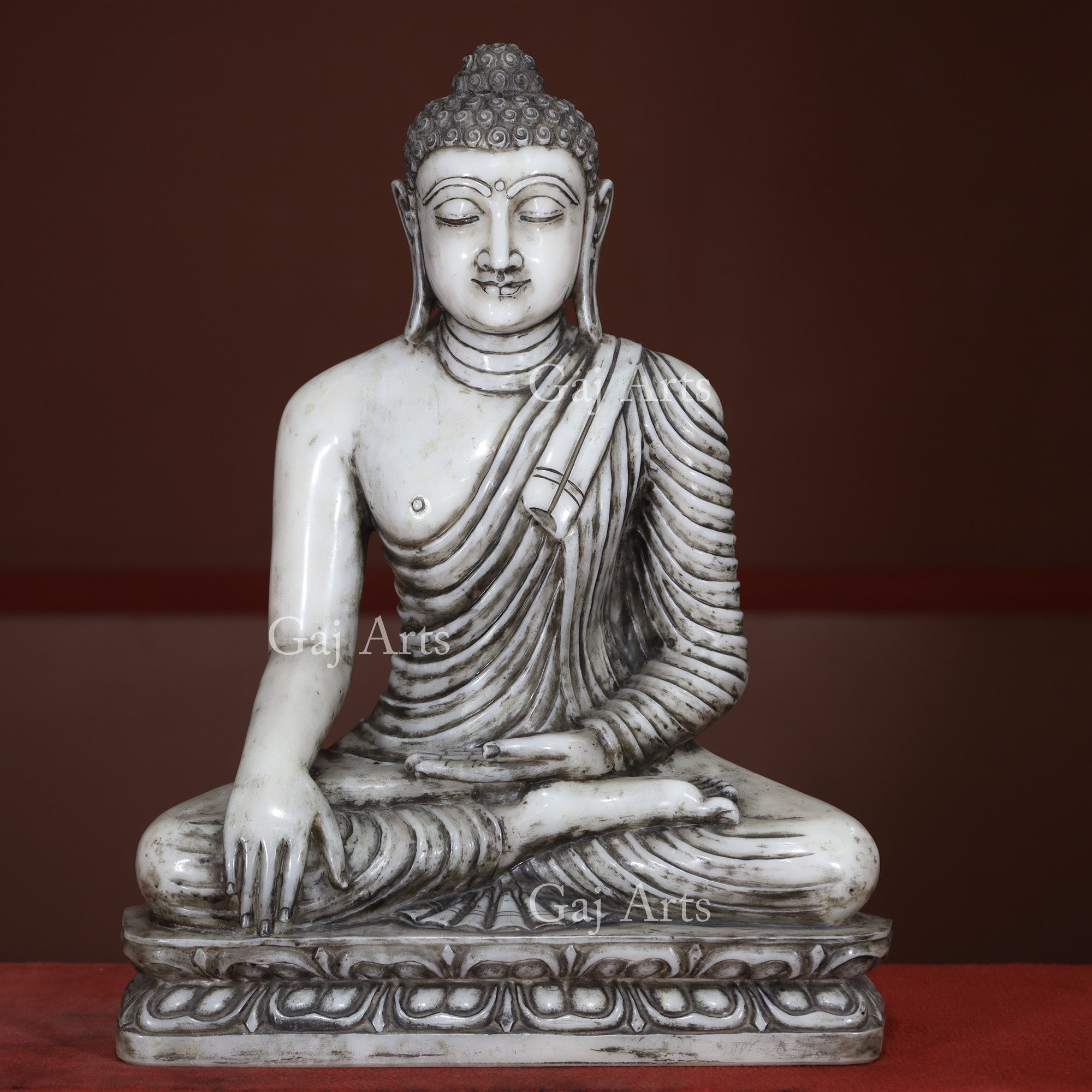 White Marble Sitting Buddha Statue | 30 Inch