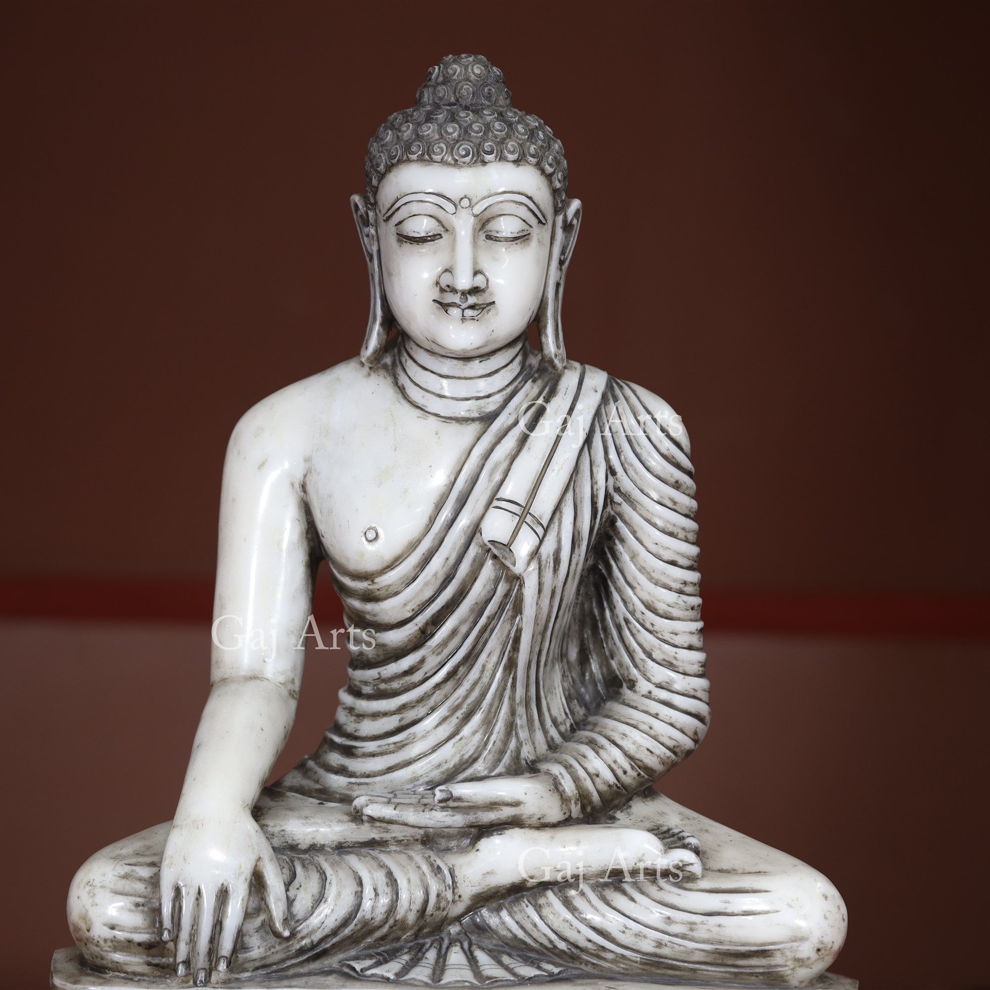 White Marble Sitting Buddha Statue | 30 Inch