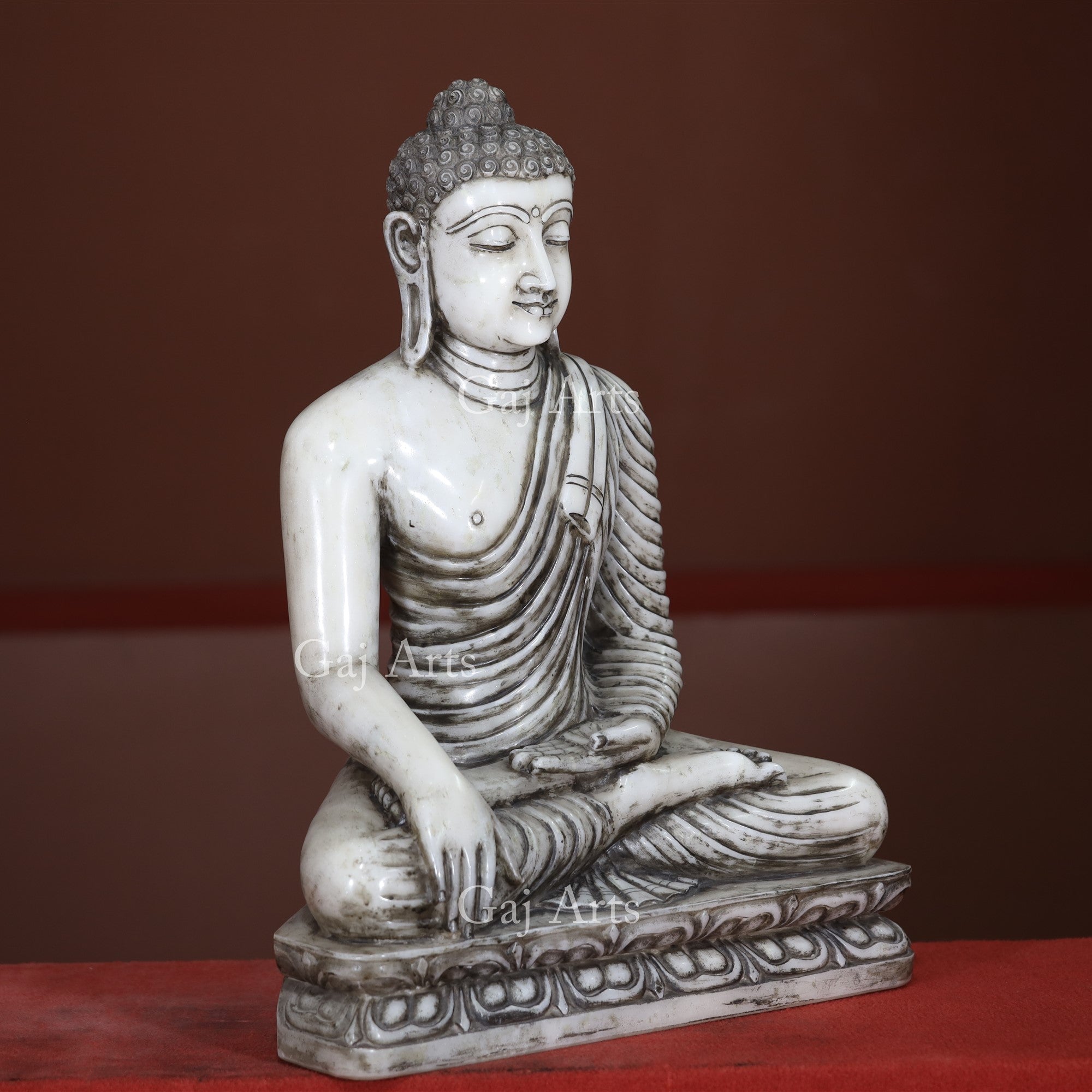 White Marble Sitting Buddha Statue | 30 Inch