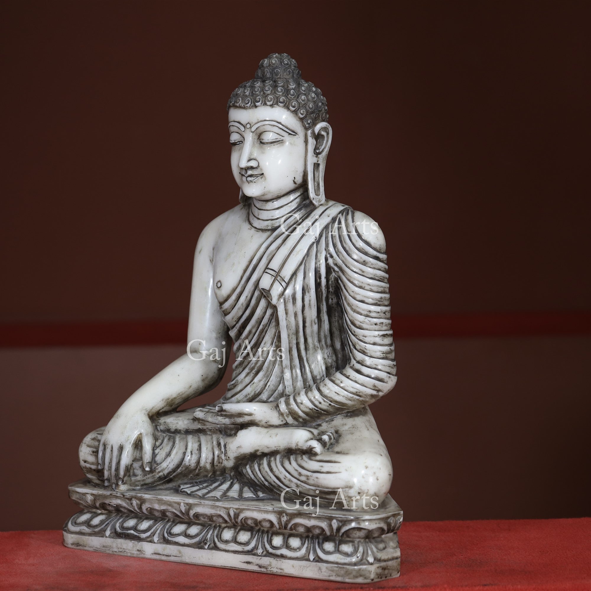 White Marble Sitting Buddha Statue | 30 Inch