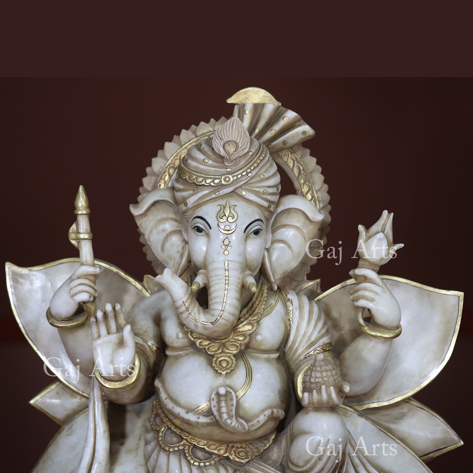White Makrana Marble Ganesh Statue | 30 Inch