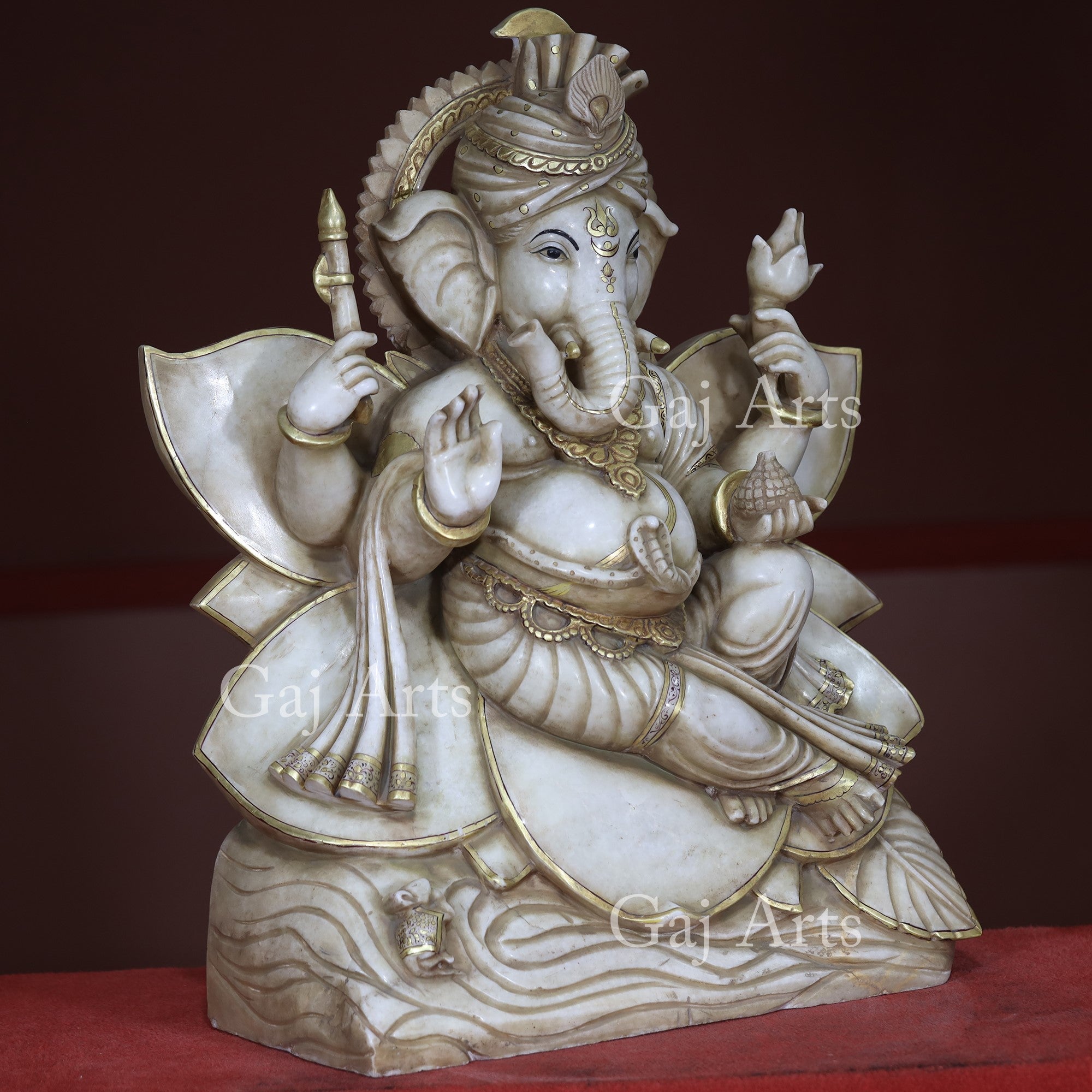 White Makrana Marble Ganesh Statue | 30 Inch