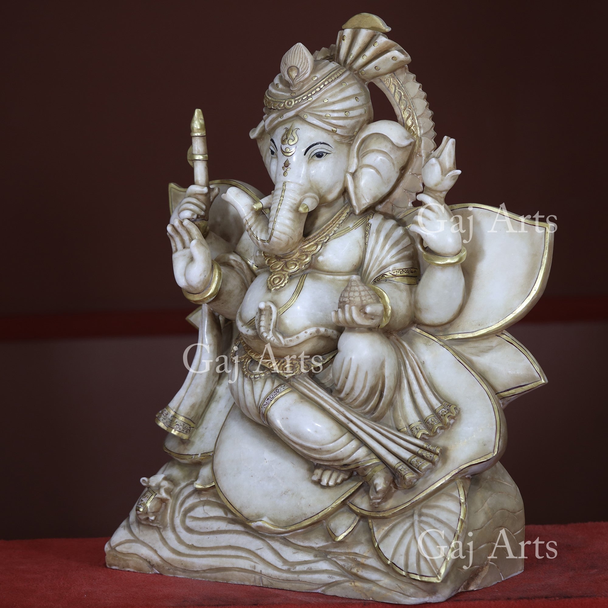 White Makrana Marble Ganesh Statue | 30 Inch
