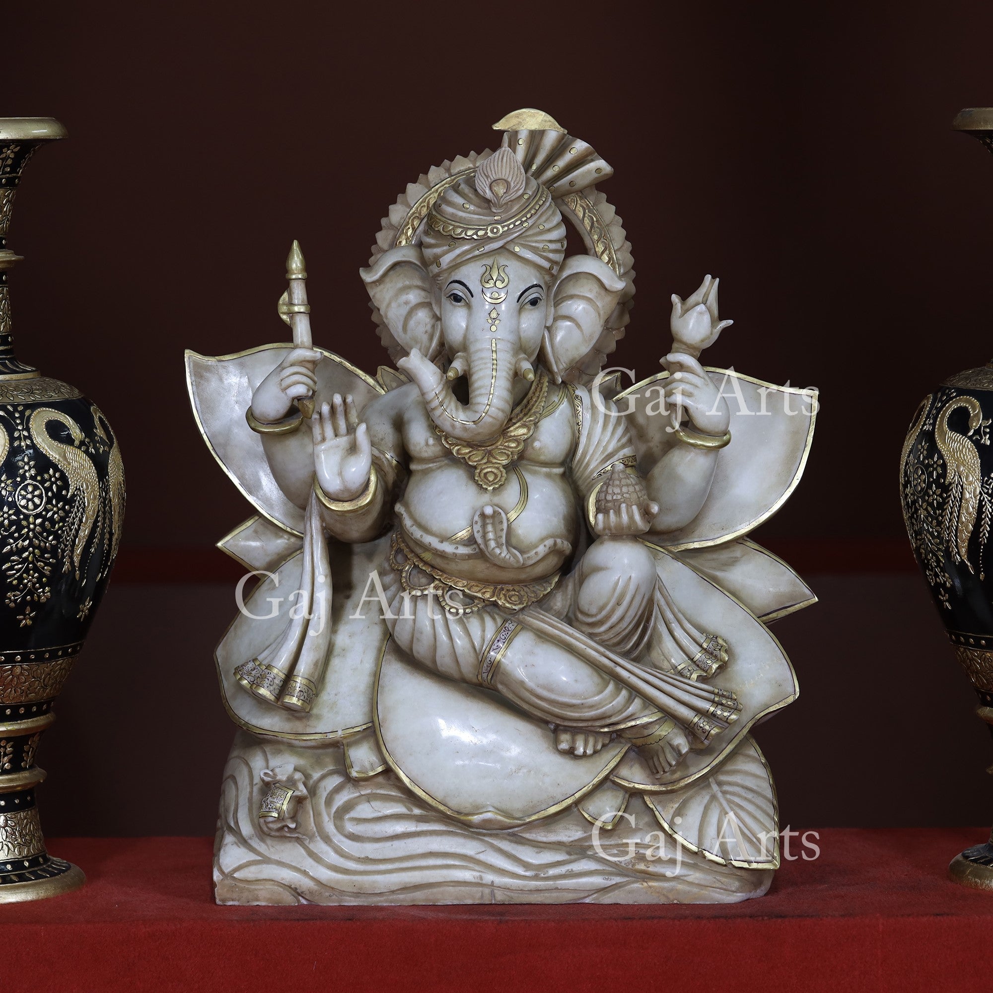 White Makrana Marble Ganesh Statue | 30 Inch