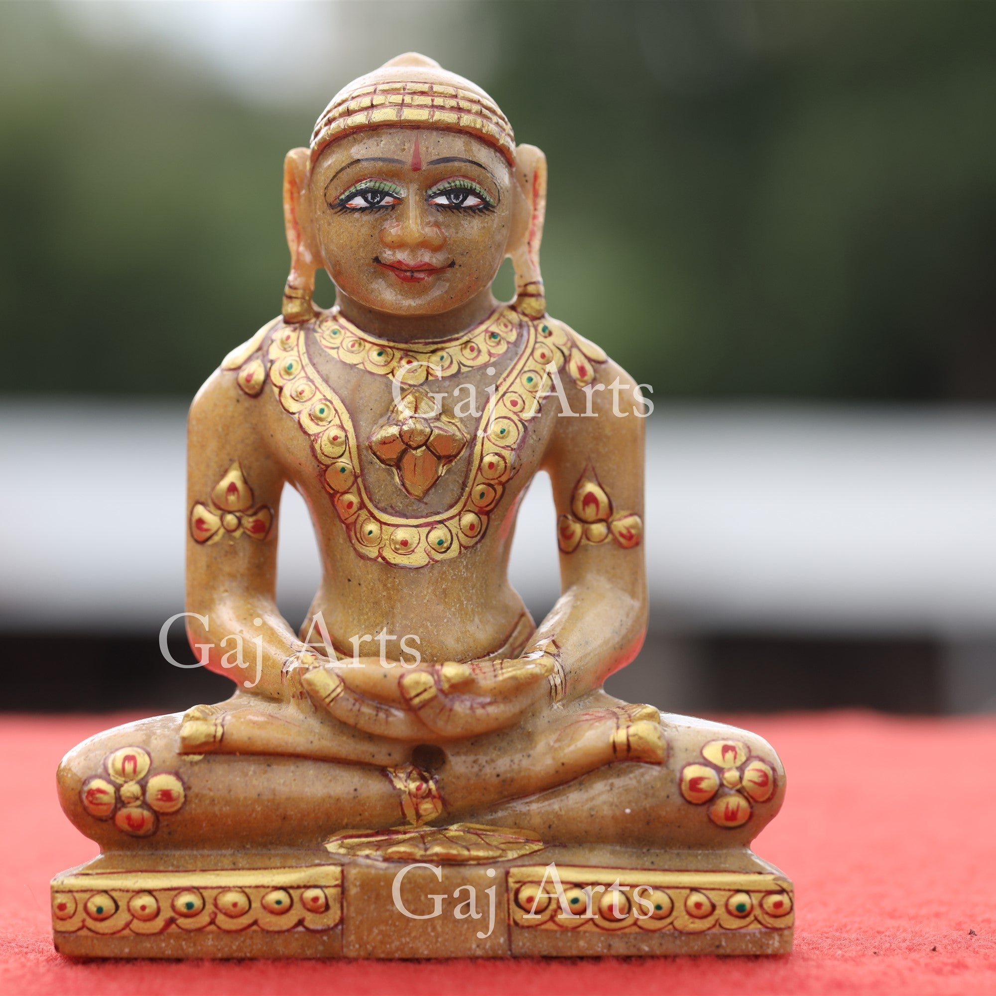 Yellow Margaj Stone Jain Idol | 5 Inch