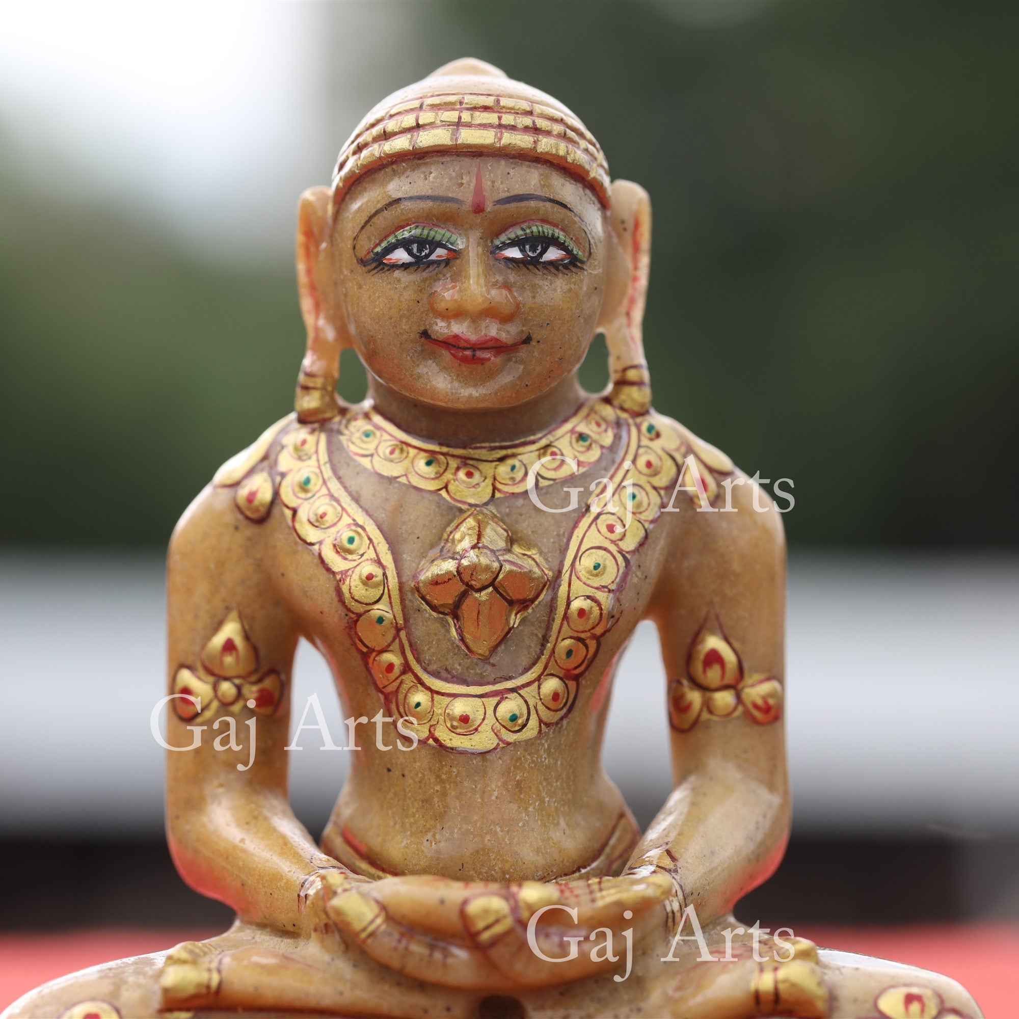 Yellow Margaj Stone Jain Idol | 5 Inch