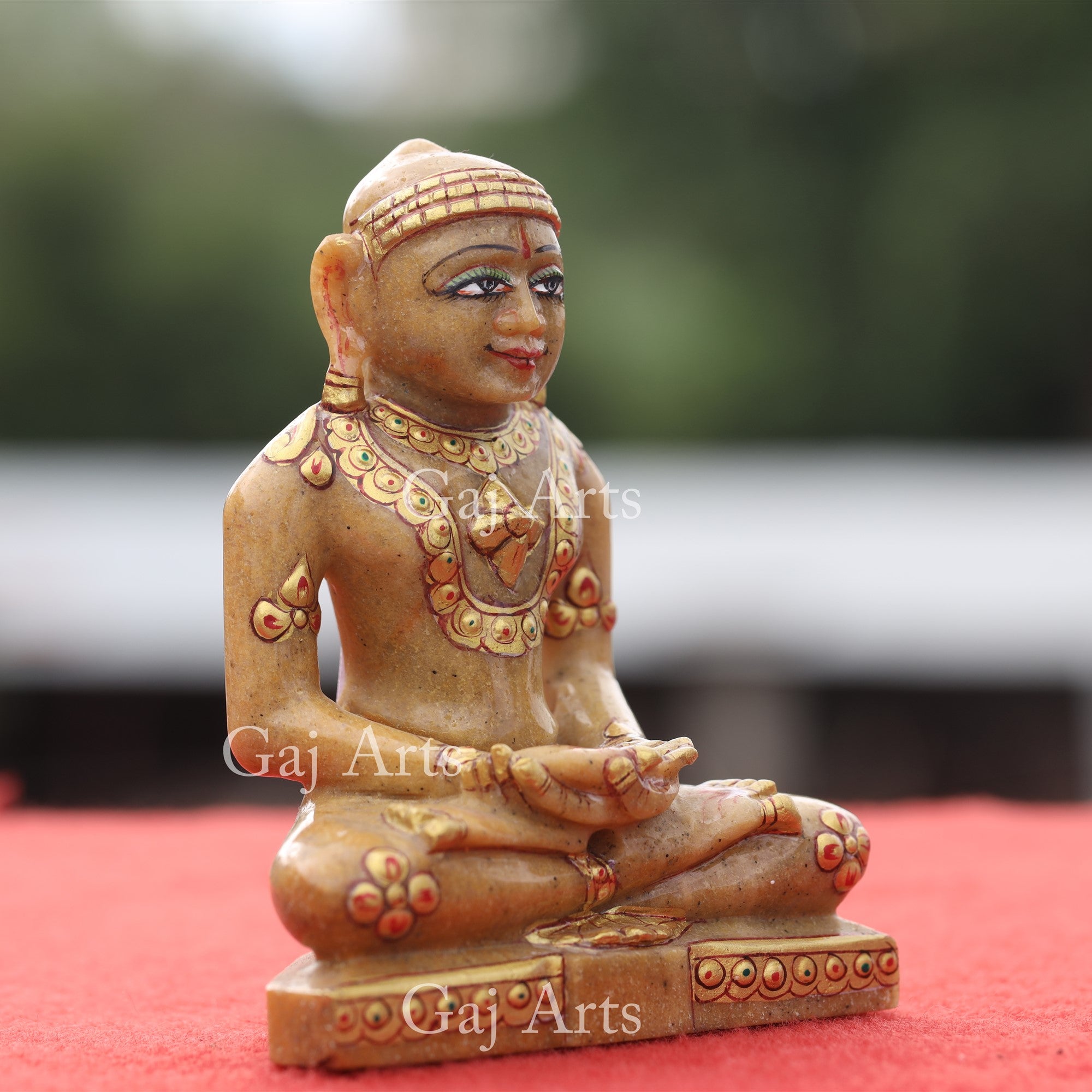 Yellow Margaj Stone Jain Idol | 5 Inch