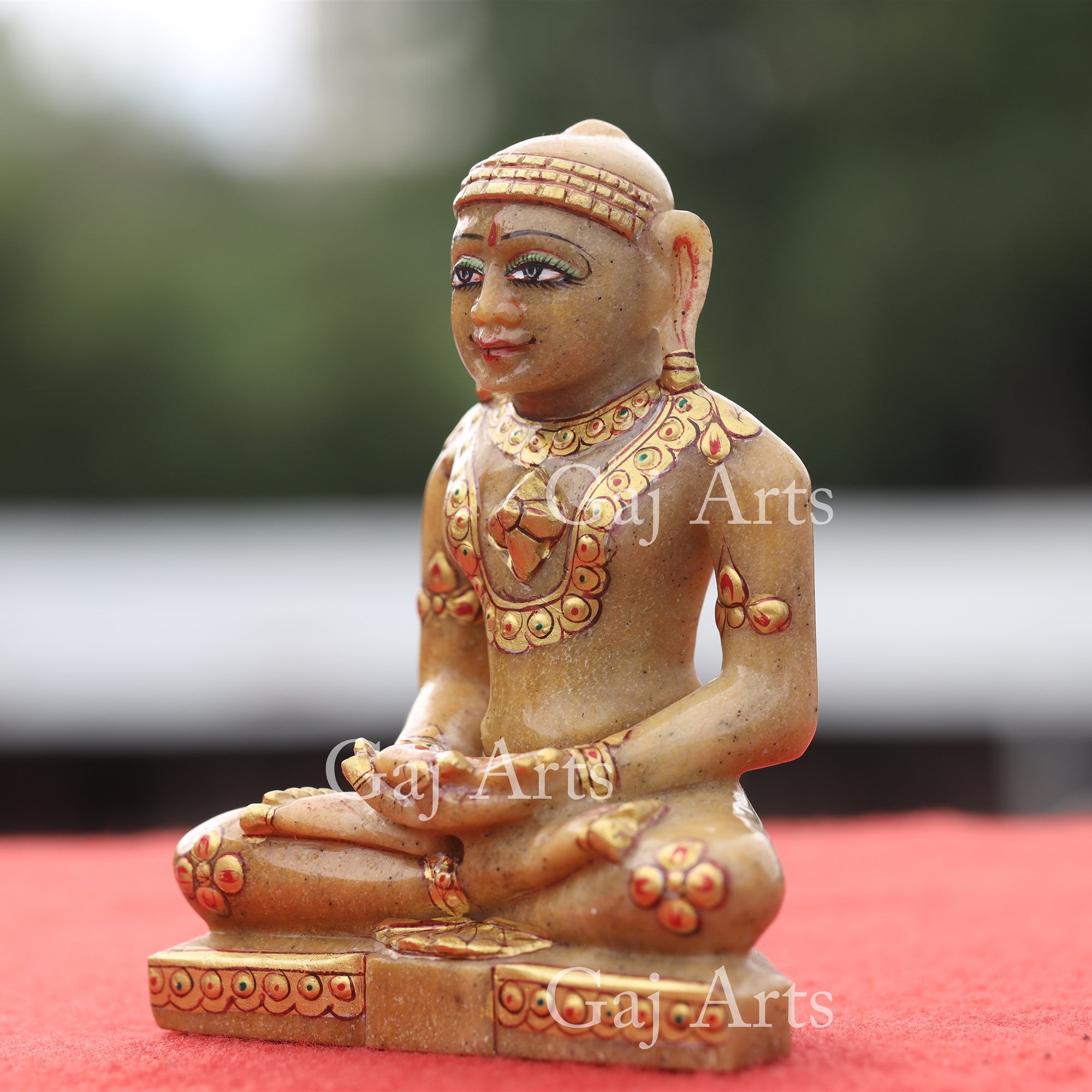 Yellow Margaj Stone Jain Idol | 5 Inch