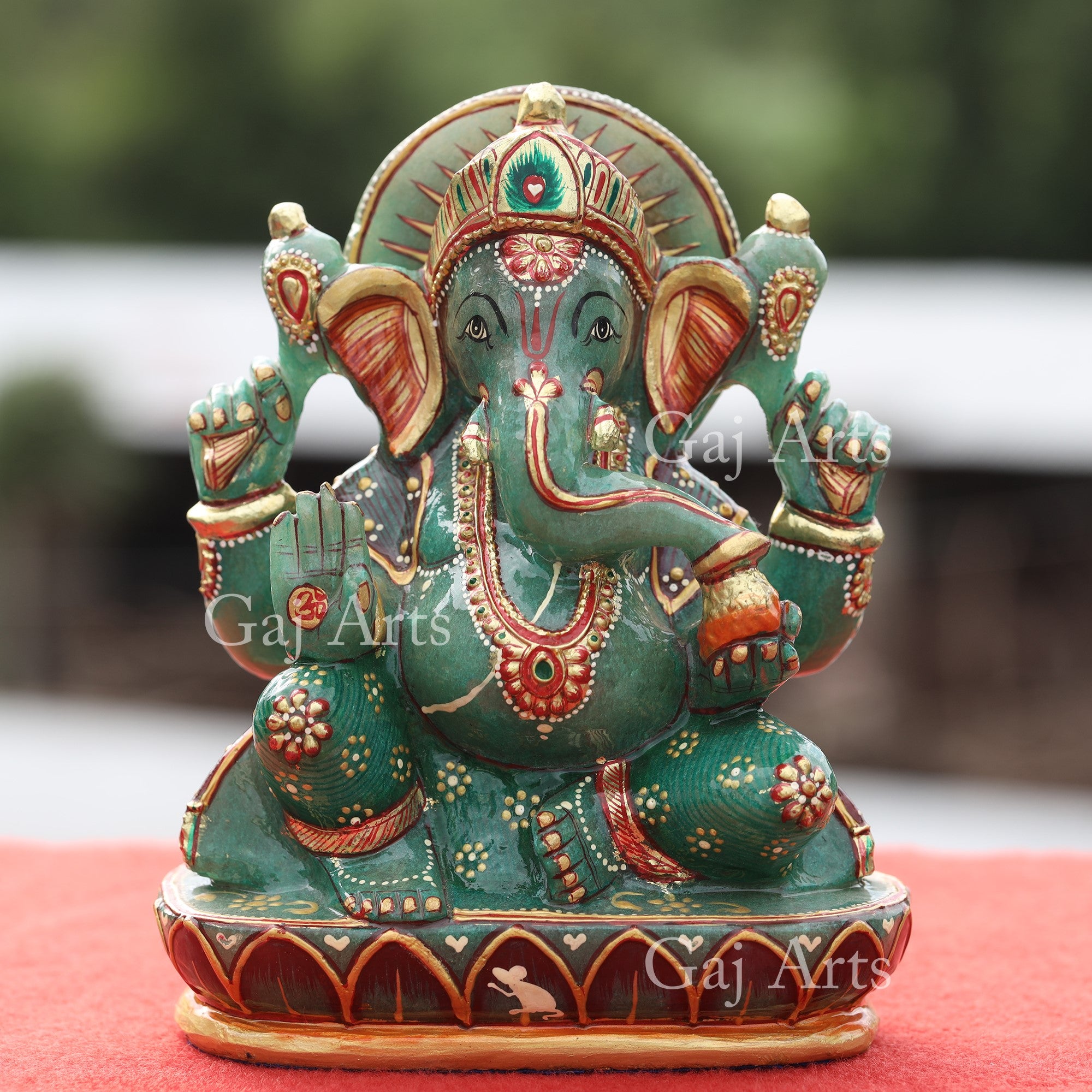 Natural Green Quartz Ganesh Idol | 8 Inch