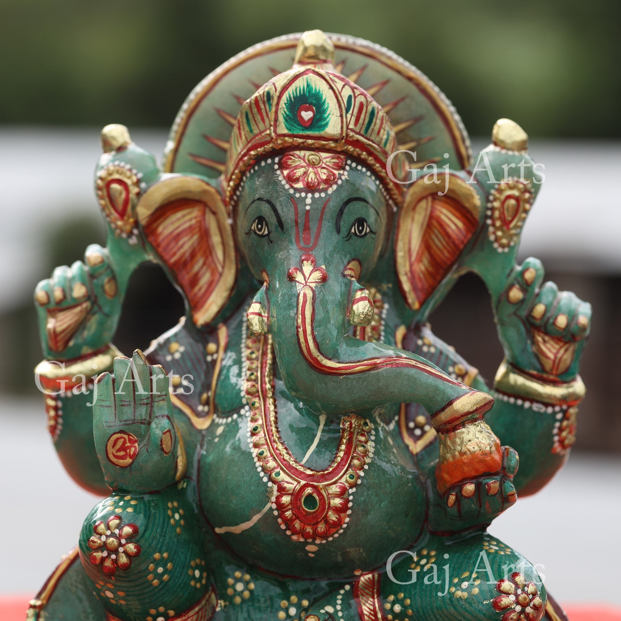Natural Green Quartz Ganesh Idol | 8 Inch