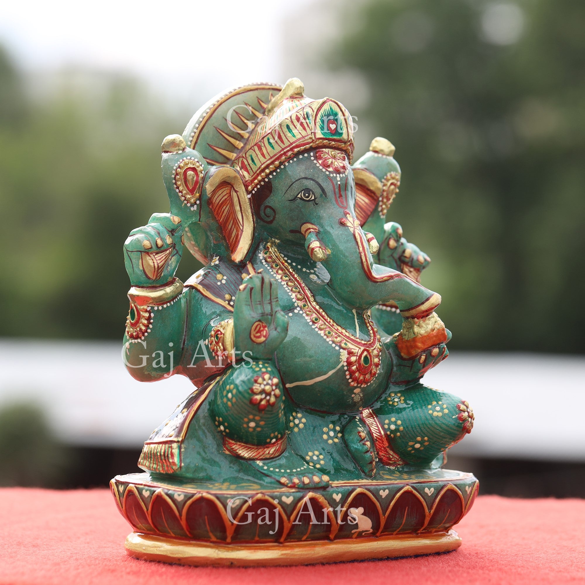 Natural Green Quartz Ganesh Idol | 8 Inch