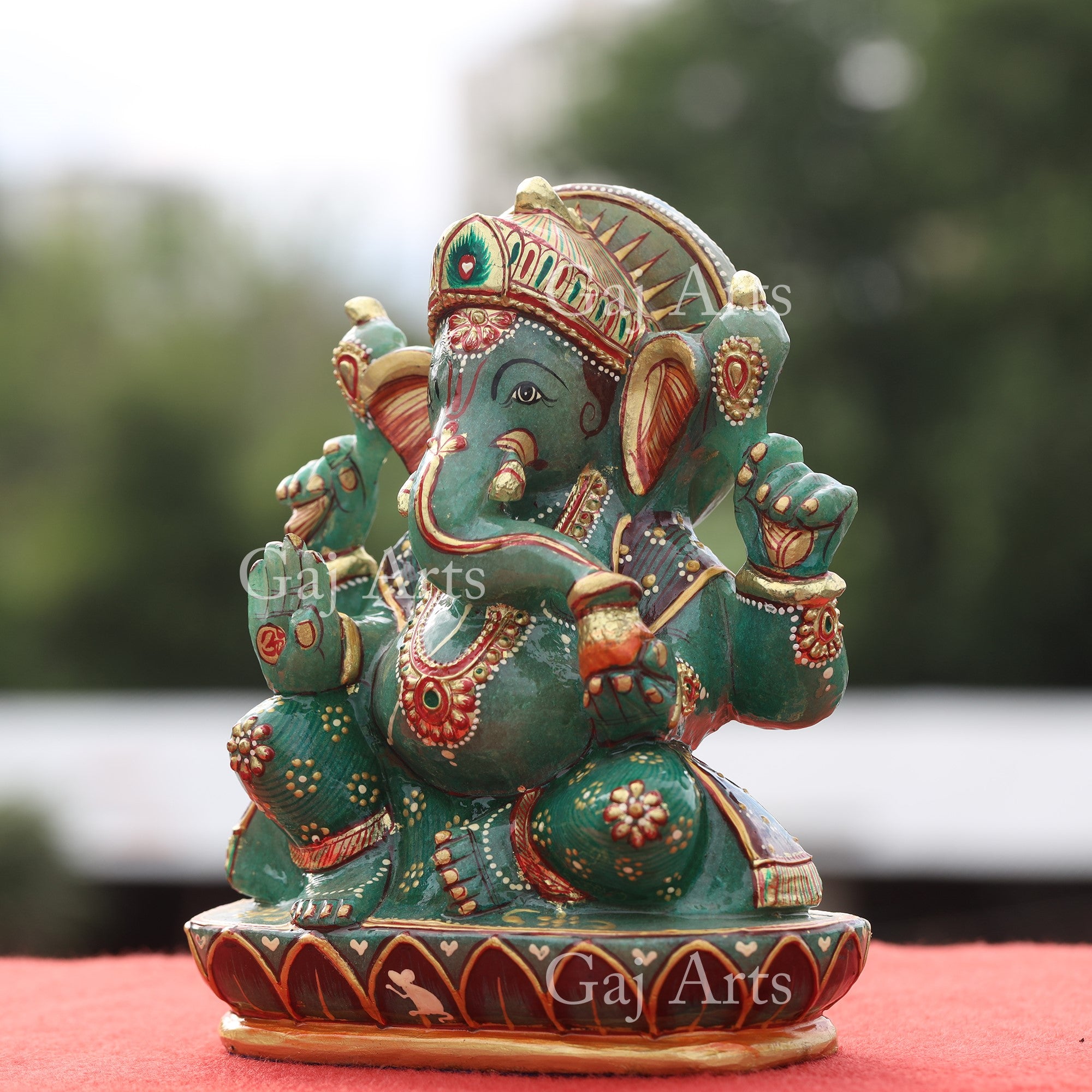 Natural Green Quartz Ganesh Idol | 8 Inch