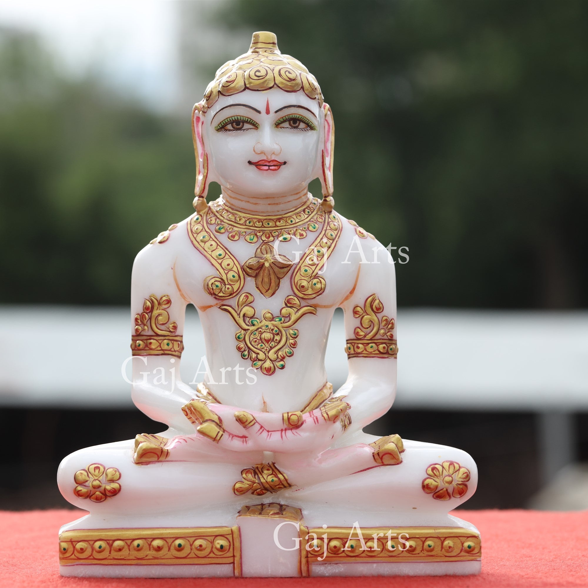 White Makrana Marble Jain Idol | 9 Inch