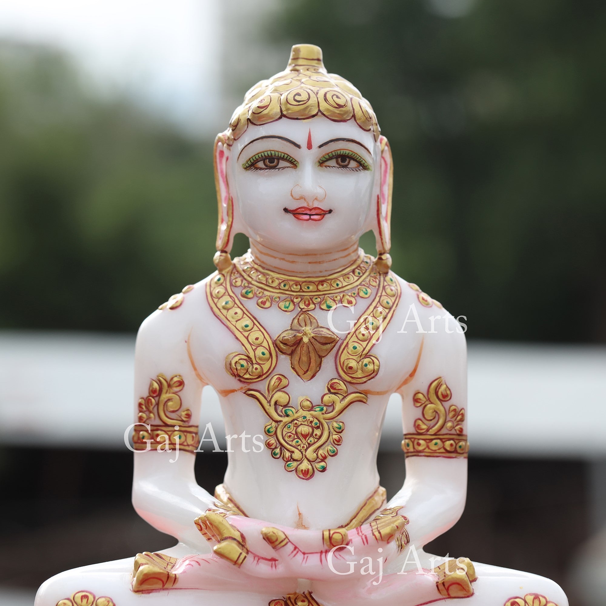 White Makrana Marble Jain Idol | 9 Inch