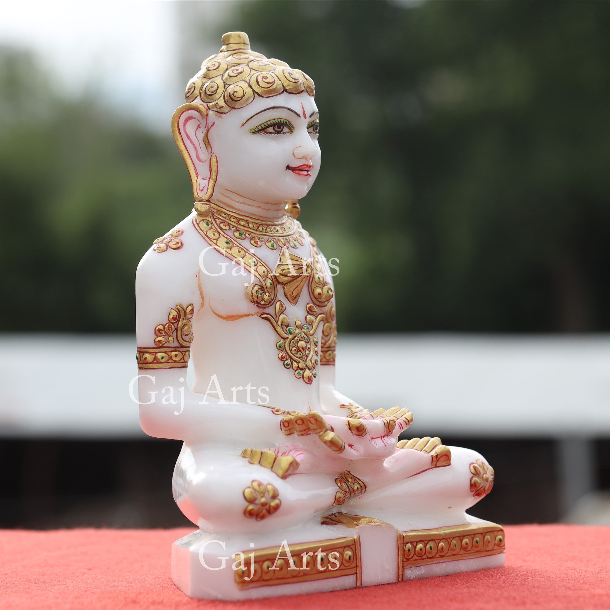 White Makrana Marble Jain Idol | 9 Inch