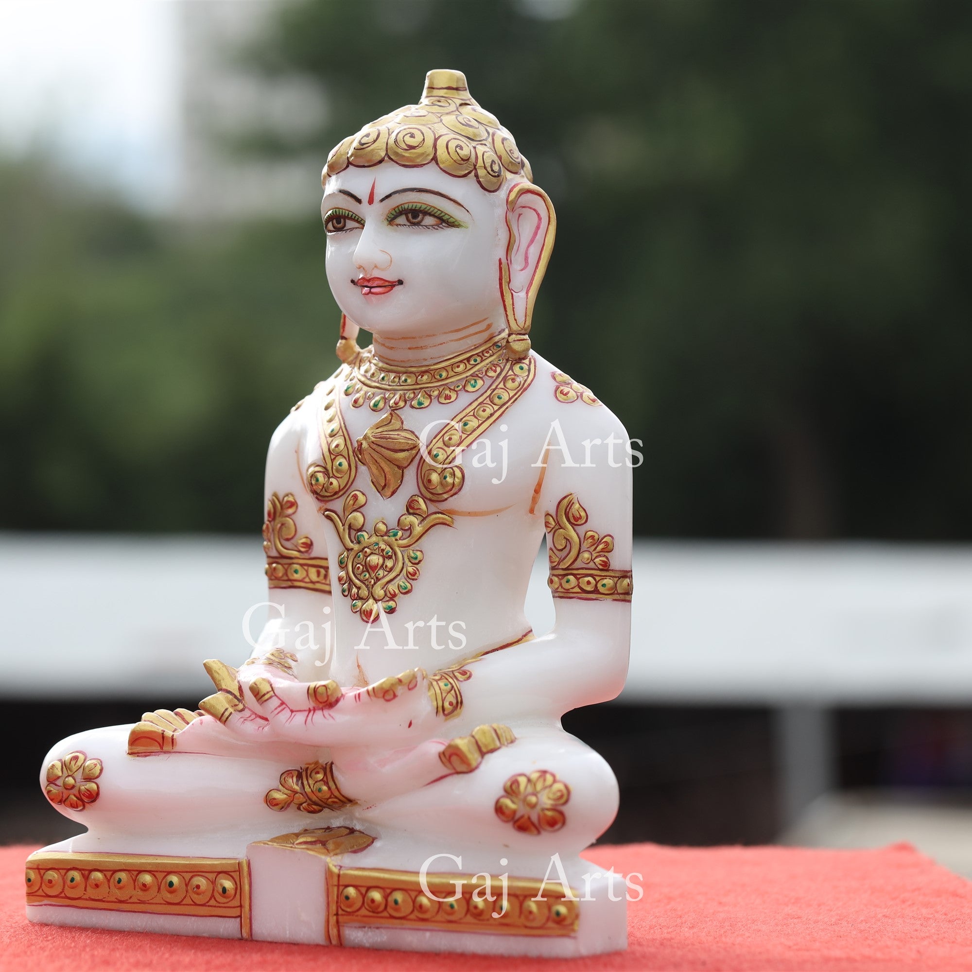White Makrana Marble Jain Idol | 9 Inch