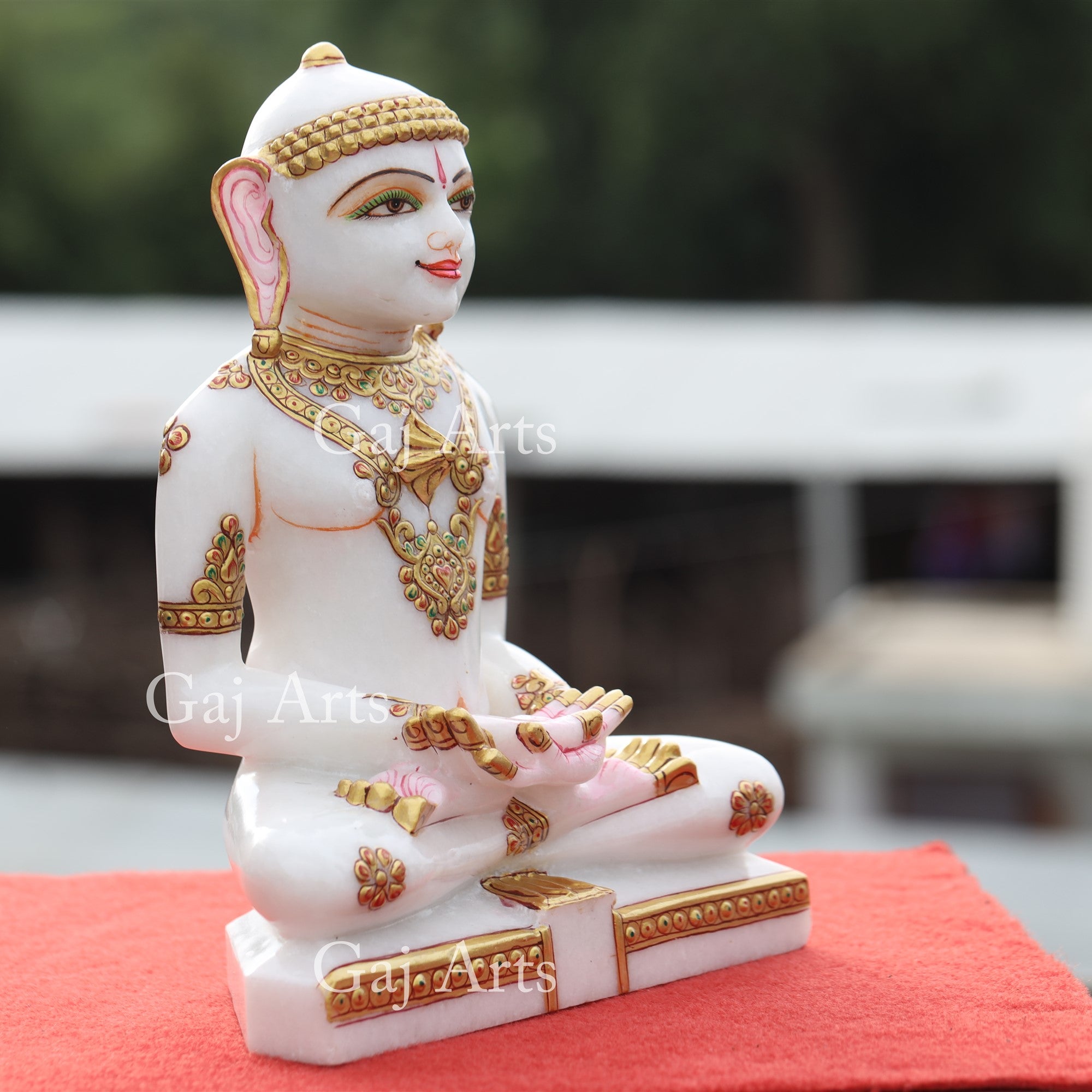 White Makrana Marble Jain Idol | 11 Inch