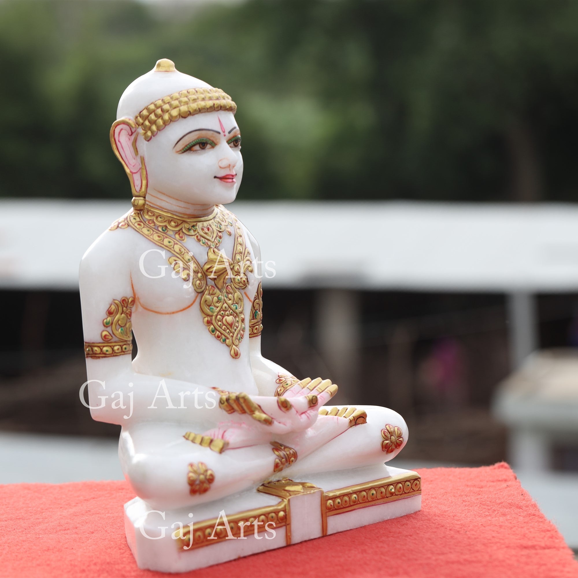 White Makrana Marble Jain Idol | 11 Inch
