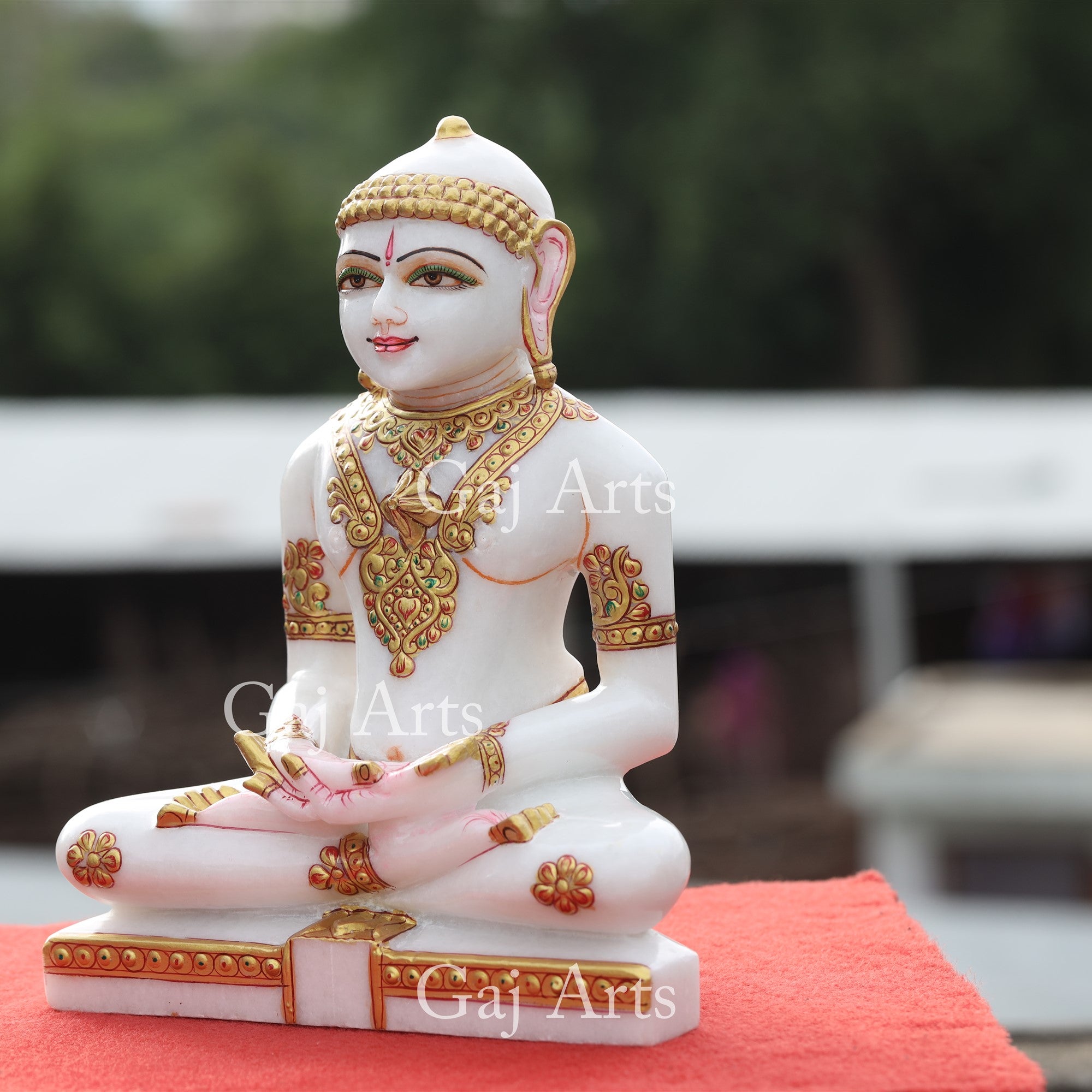White Makrana Marble Jain Idol | 11 Inch