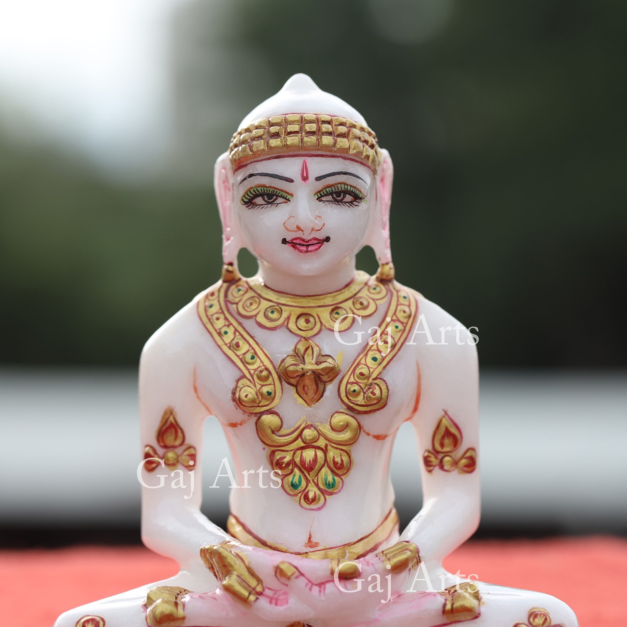 White Makrana Marble Jain Idol | 5 Inch