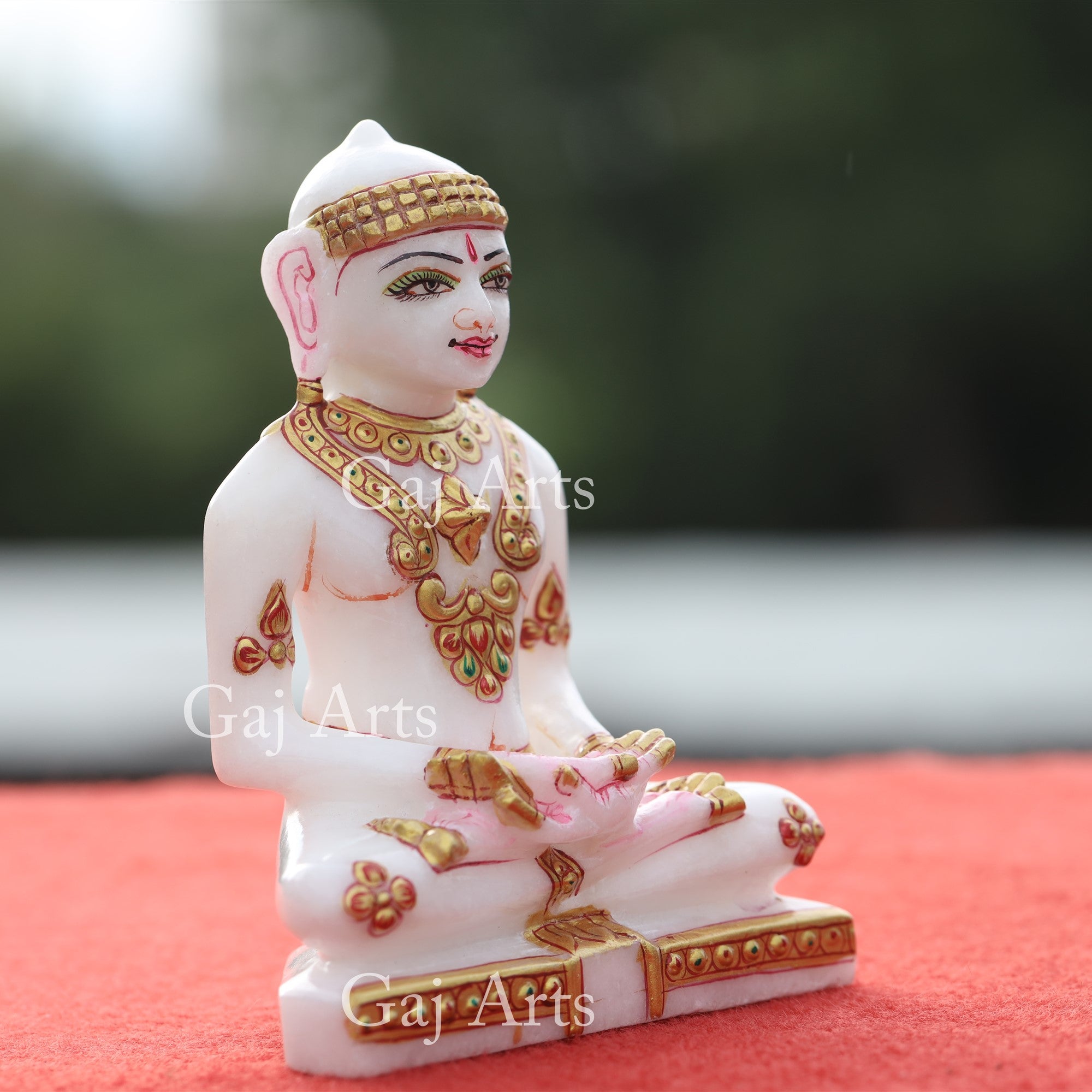 White Makrana Marble Jain Idol | 5 Inch