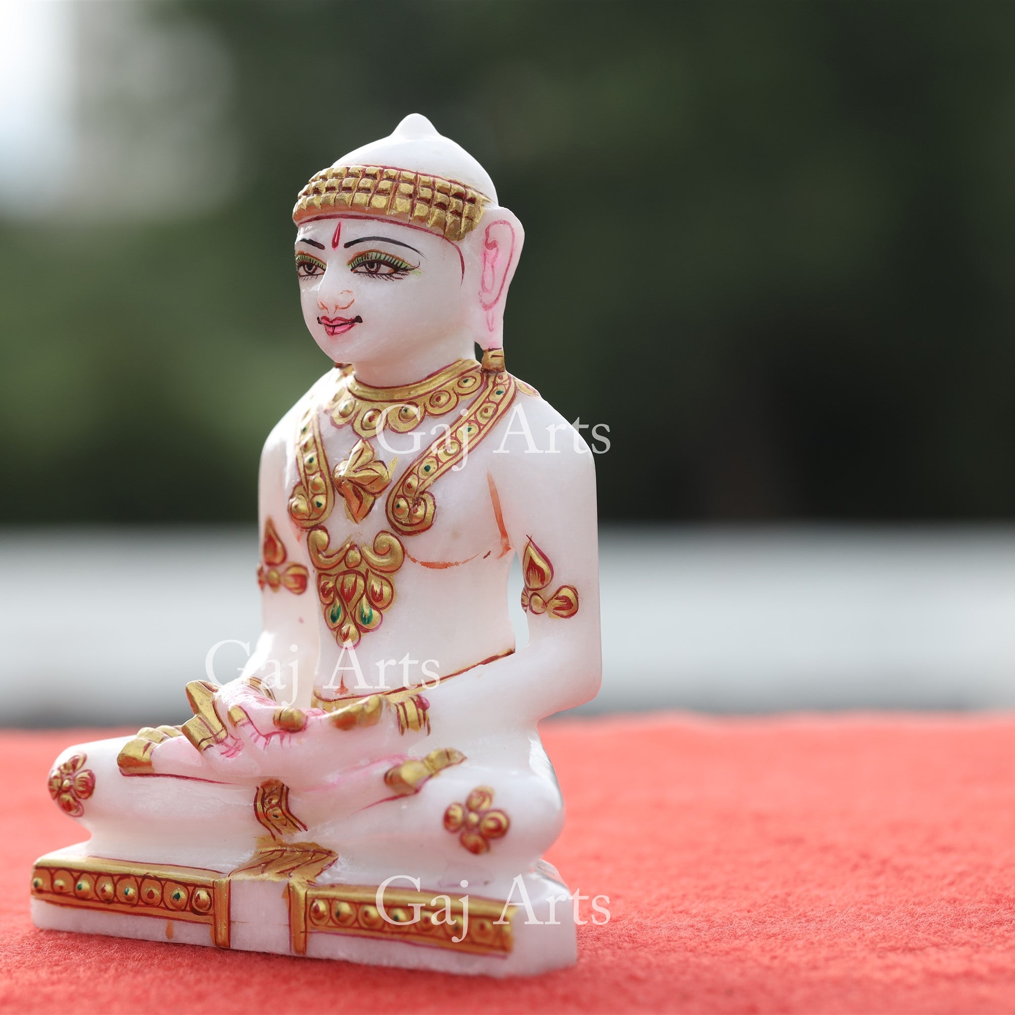White Makrana Marble Jain Idol | 5 Inch
