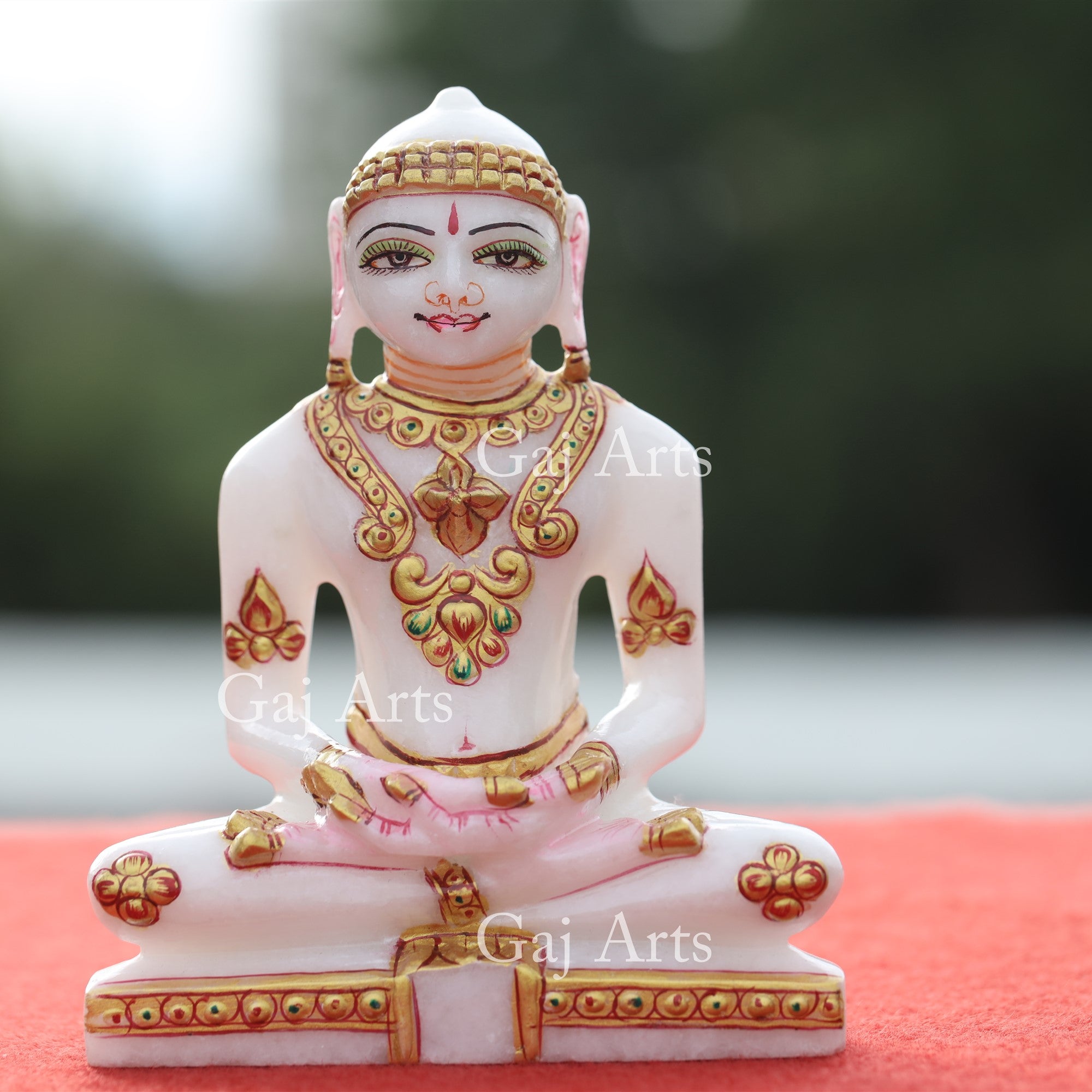 White Makrana Marble Jain Idol | 5 Inch