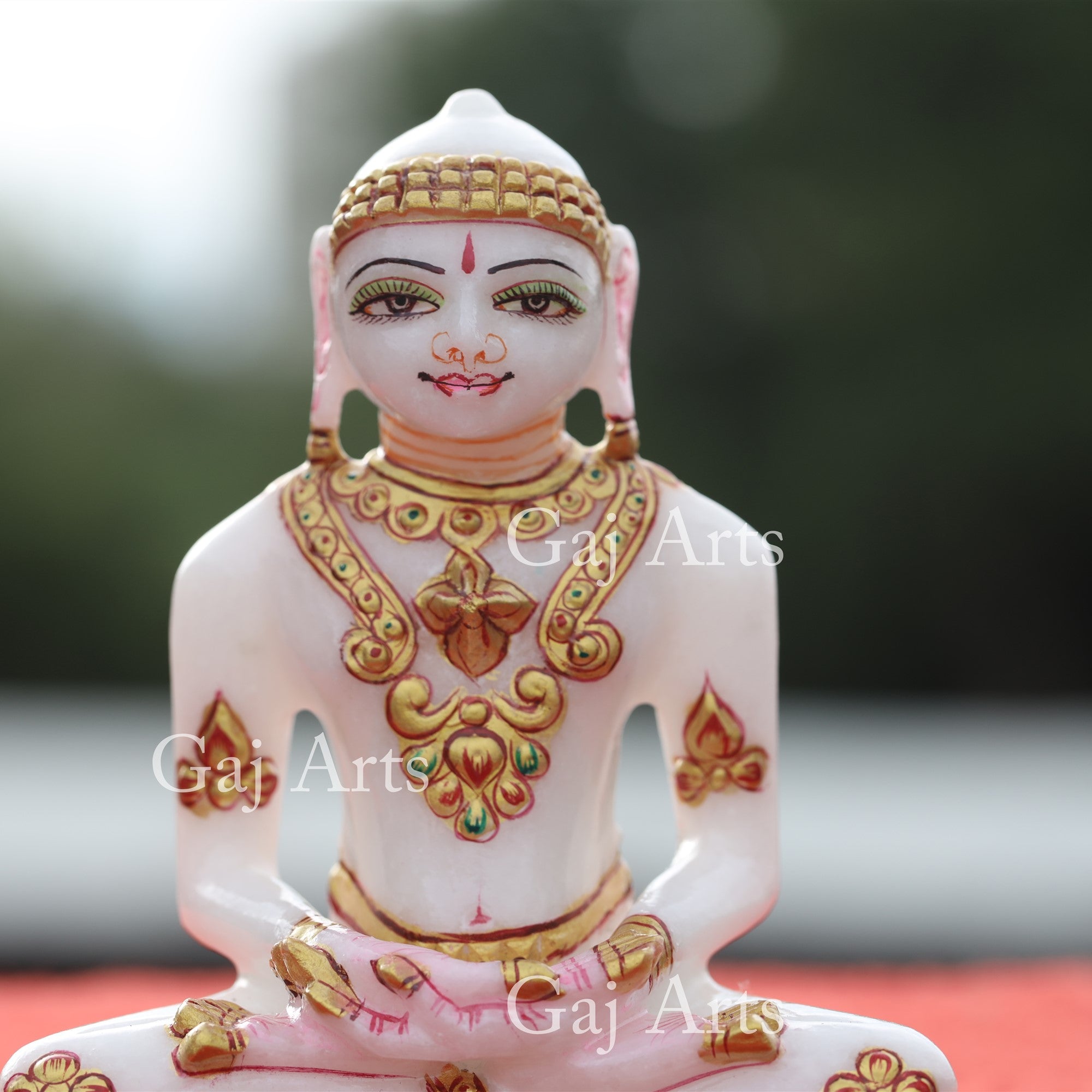 White Makrana Marble Jain Idol | 5 Inch