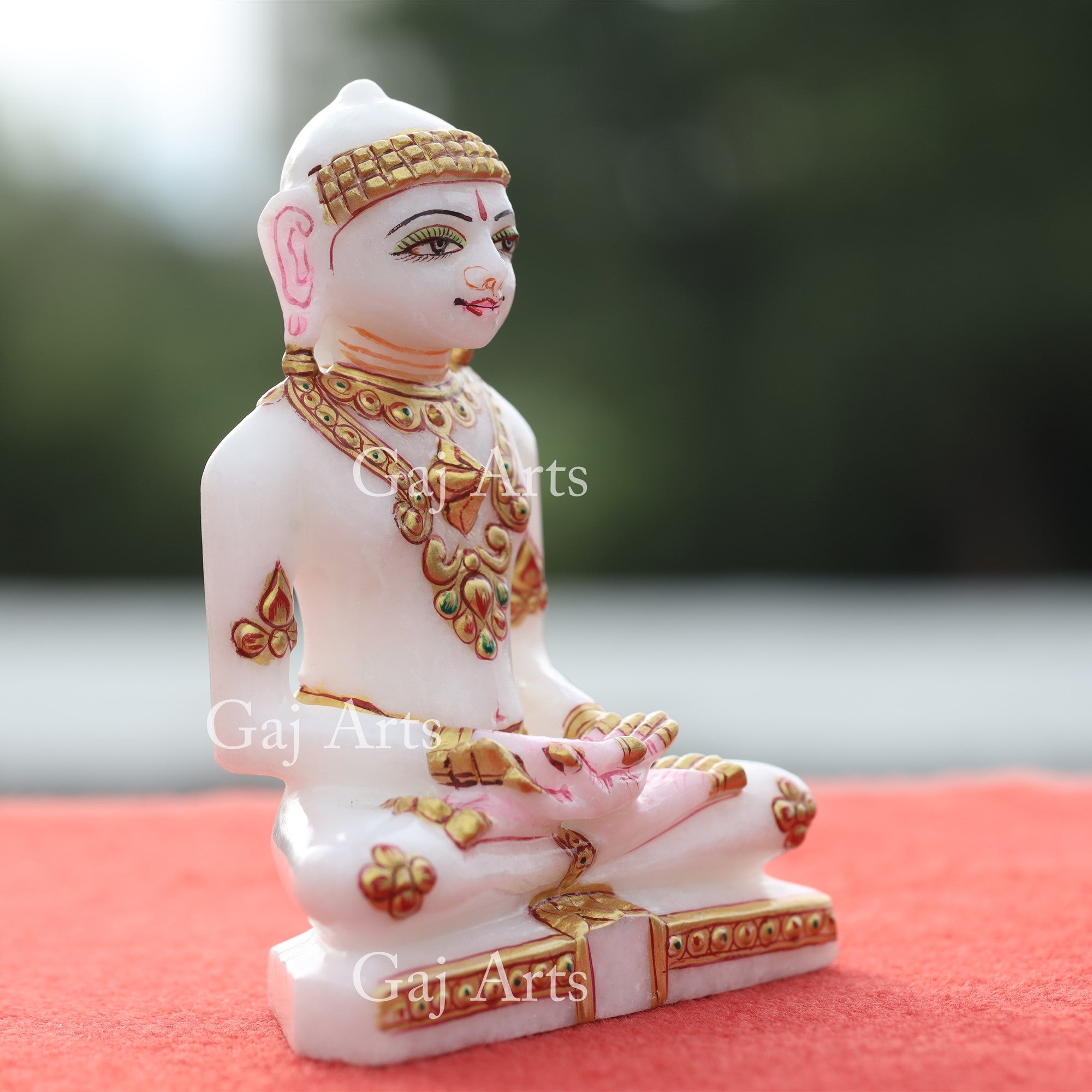 White Makrana Marble Jain Idol | 5 Inch