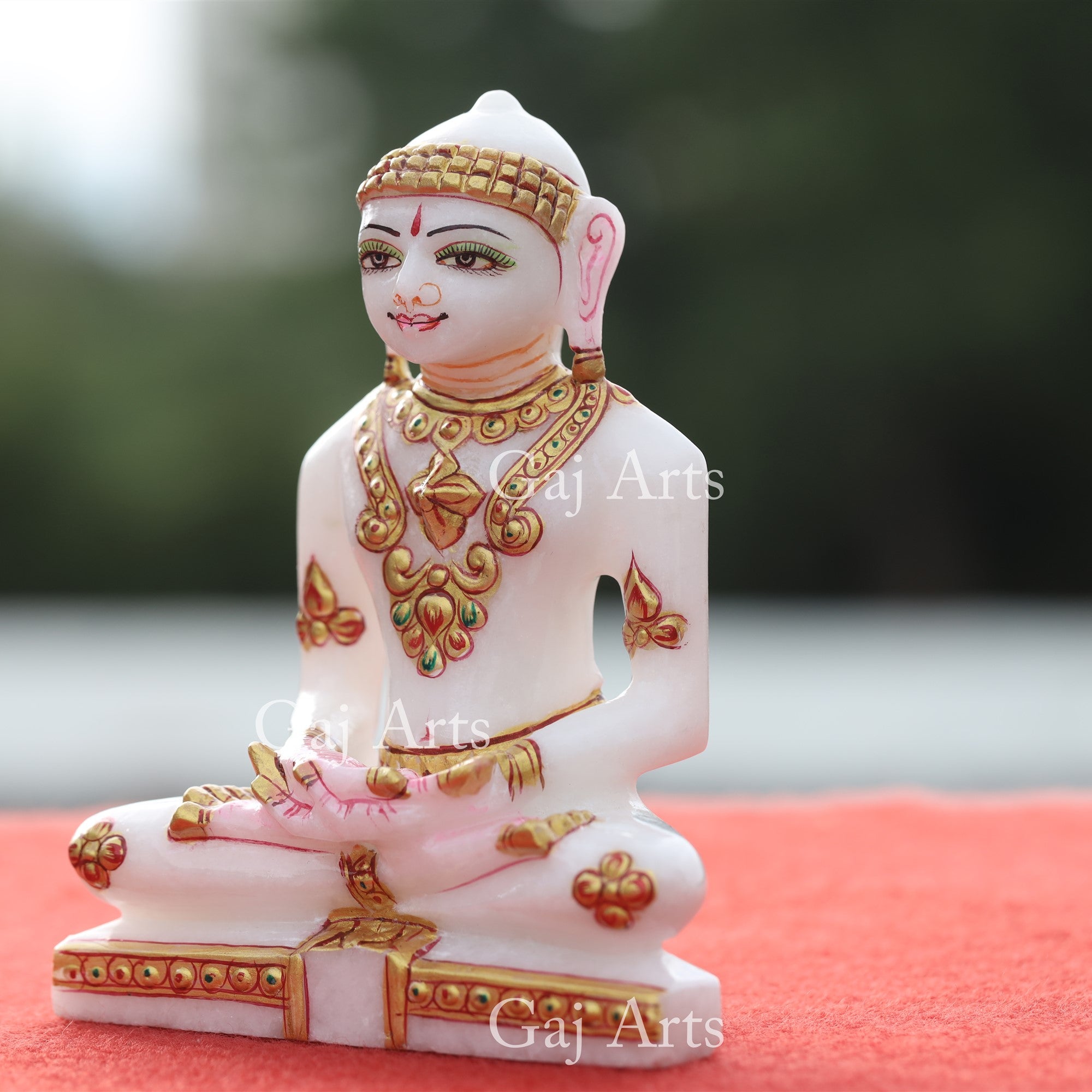 White Makrana Marble Jain Idol | 5 Inch