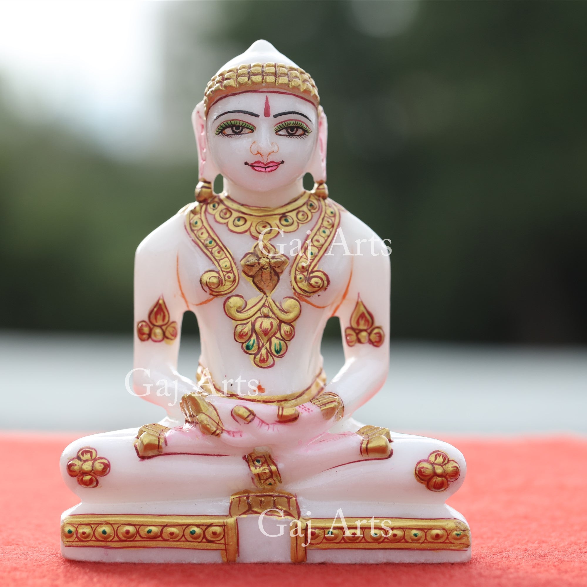 White Makrana Marble Jain Idol | 5 Inch