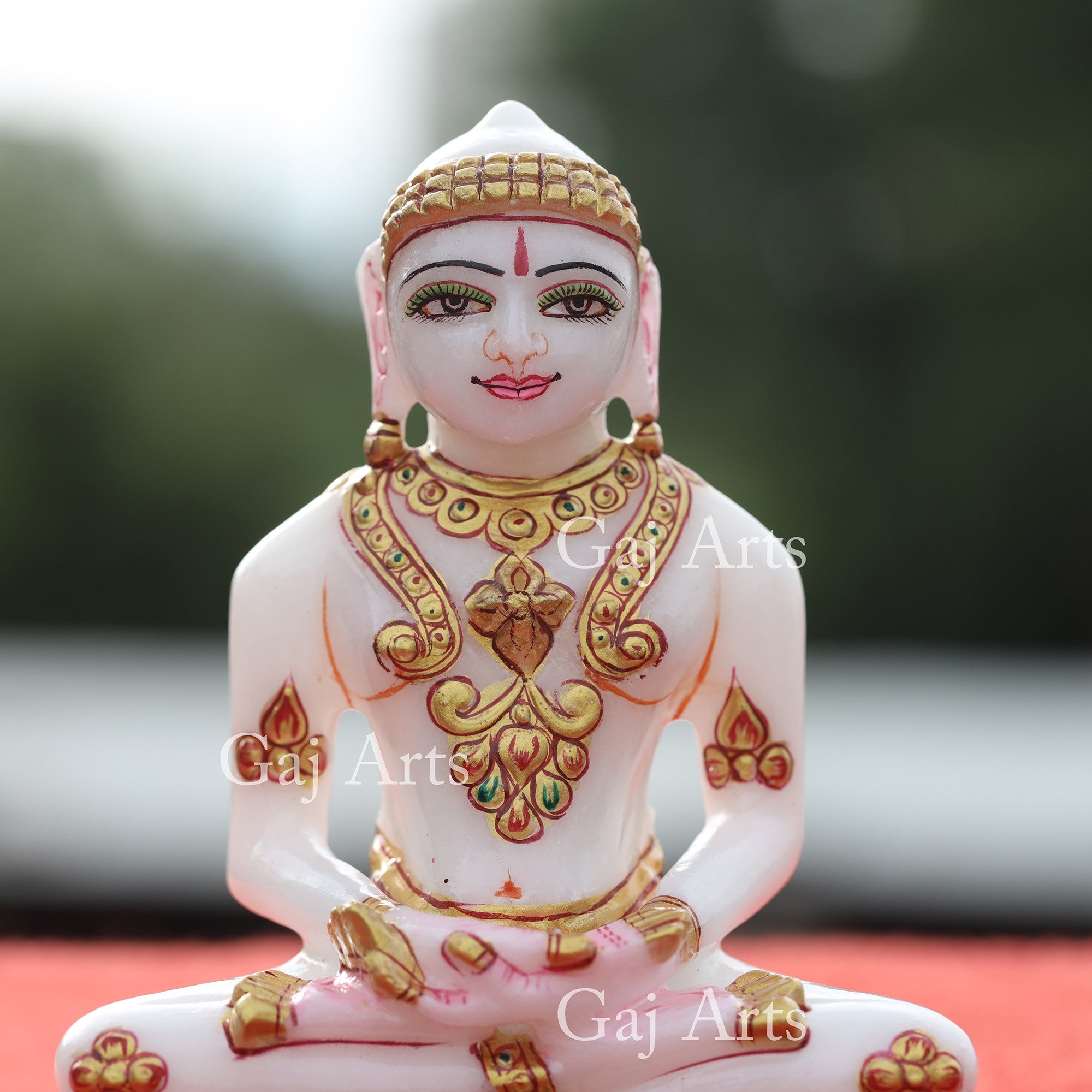 White Makrana Marble Jain Idol | 5 Inch