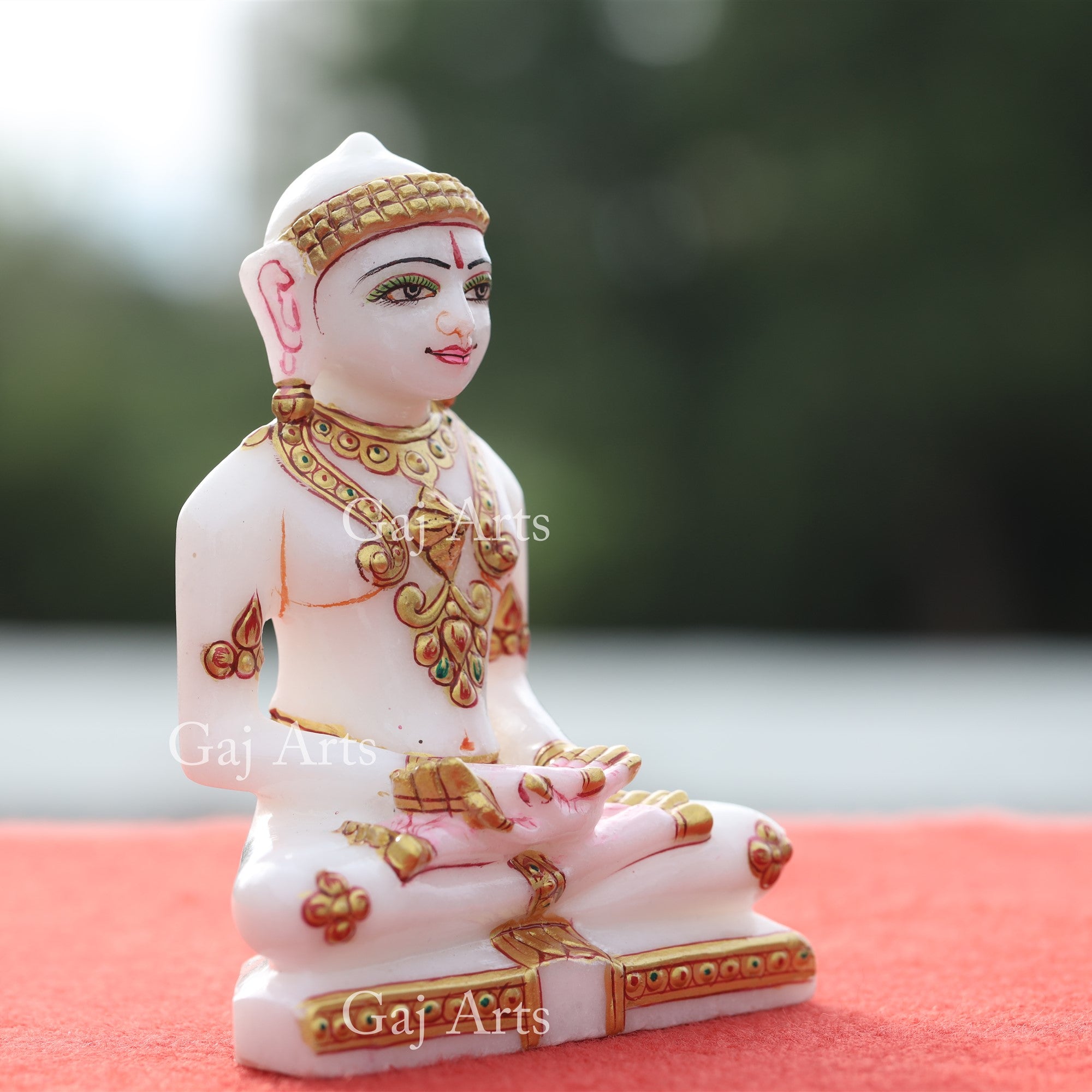White Makrana Marble Jain Idol | 5 Inch