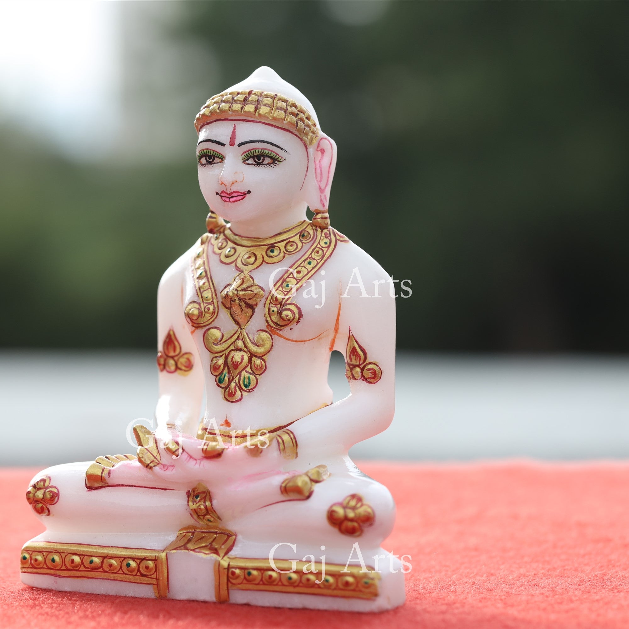 White Makrana Marble Jain Idol | 5 Inch