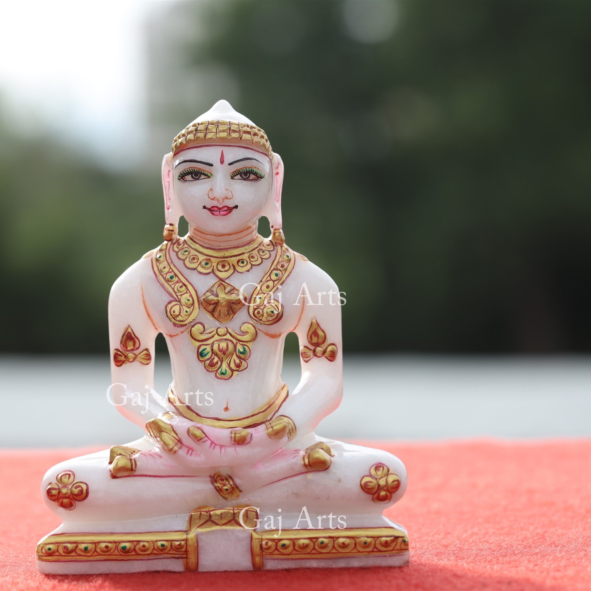 White Makrana Marble Jain Idol | 5 Inch