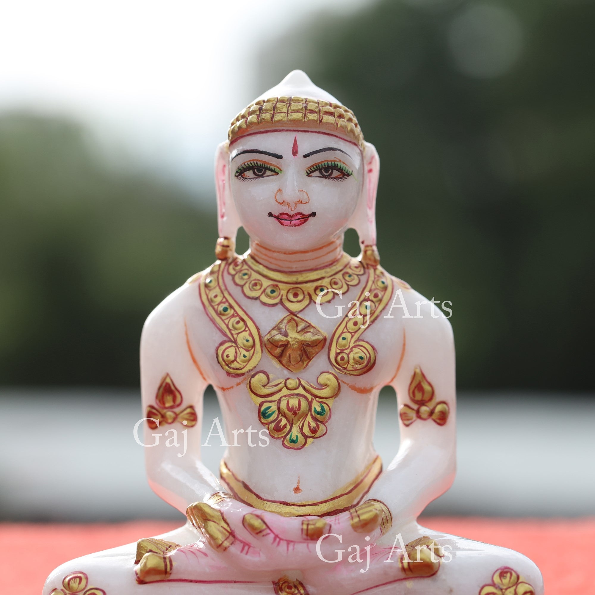 White Makrana Marble Jain Idol | 5 Inch