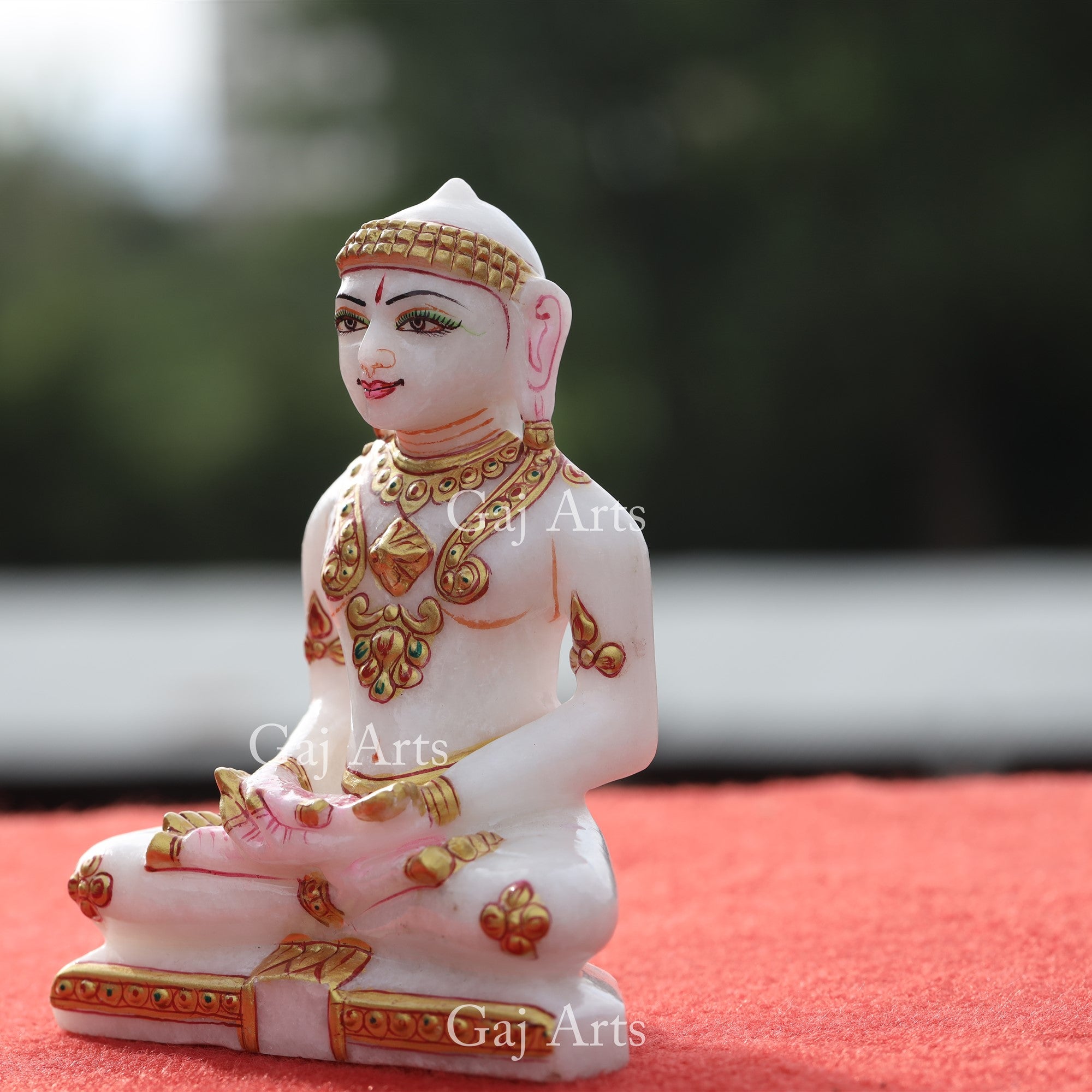 White Makrana Marble Jain Idol | 5 Inch