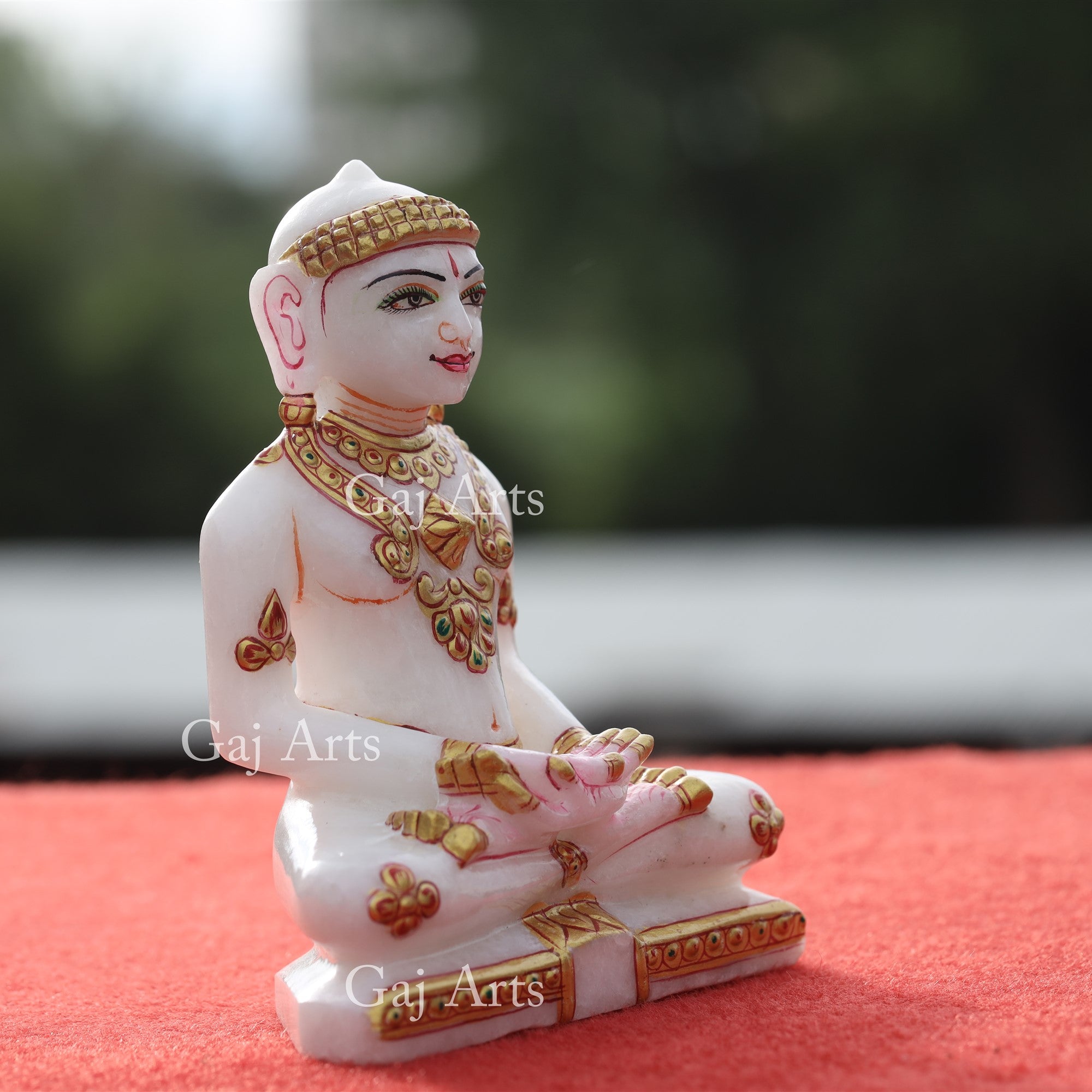 White Makrana Marble Jain Idol | 5 Inch