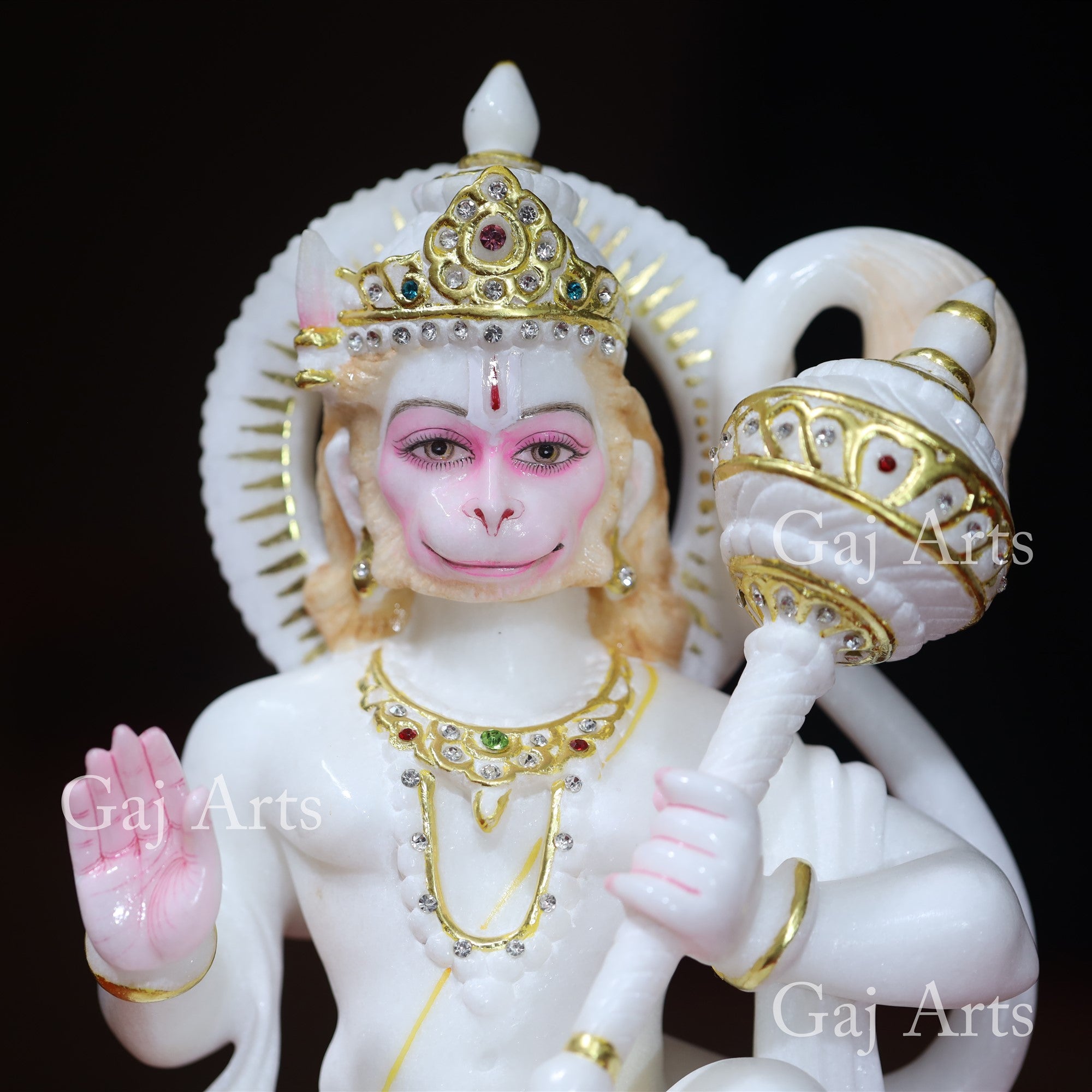 Marble Ashirwad Hanuman Ji Idol | 15 Inch